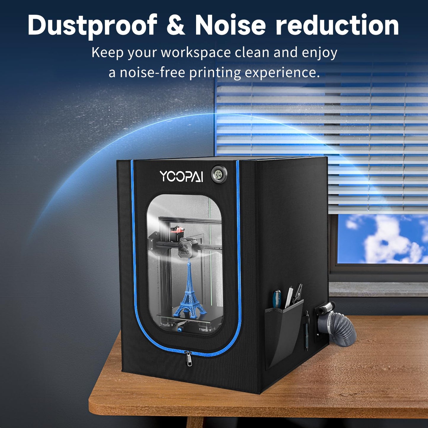 3D Printer Enclosure with Ventilation Kit, LED Light,Thermo-Hygrometer, Premium Fireproof Dustproof Tent Constant Temperature Protective Cover for Creality Ender 3 V3 SE/KE/Ender 3/3 Pro/3V2/3S1/Neo