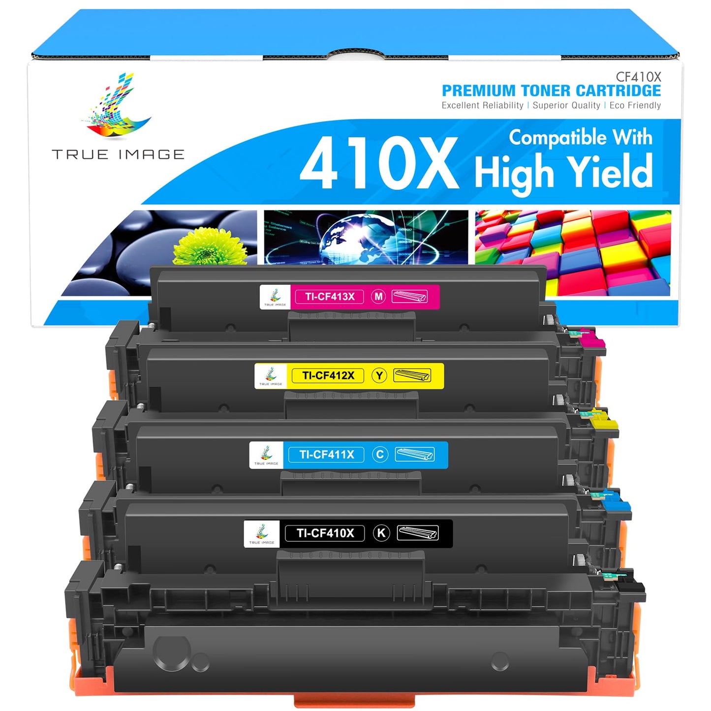 410X Toner Cartridges 4 Pack M477fnw Compatible Replacement for HP 410X 410A Color Laserjet Pro MFP M477fdw M477fdn M477fnw M452dn M452nw M452dw M377dw M477 M452 CF410X CF411X CF412X CF413X Printer