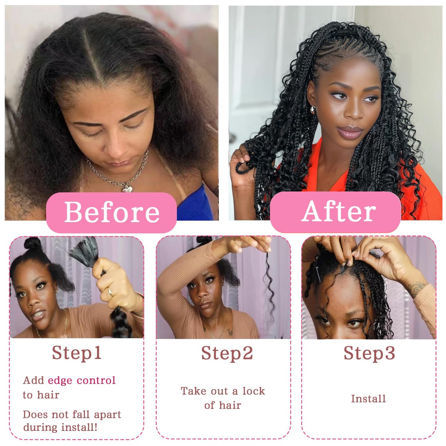 AKONSOUL 22 Inch Human Braiding Hair for Boho Braids Deep Wave Bulk Human Braiding Hair 100% Unprocessed Brazilian Virgin Human Hair for Braiding Bohemian No Weft 3 Bundles 110g Natural Color