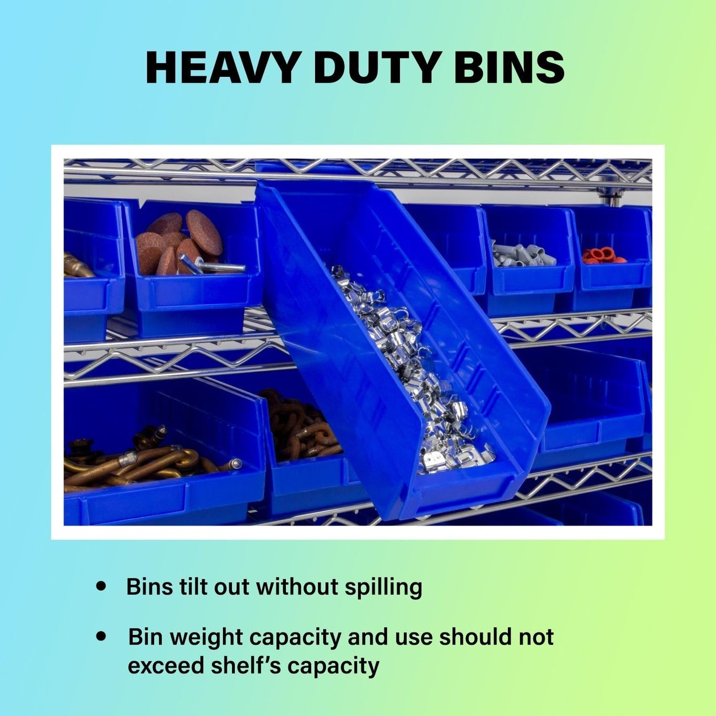 Akro-Mils 30110 Plastic Shelf Bins, Heavy Duty Storage Bins to Use for Garage Organization Bins, Closet Organizer, and Drawer Organizer, 12-Inch x 3-Inch x 4-Inch, Blue, 24-Pack