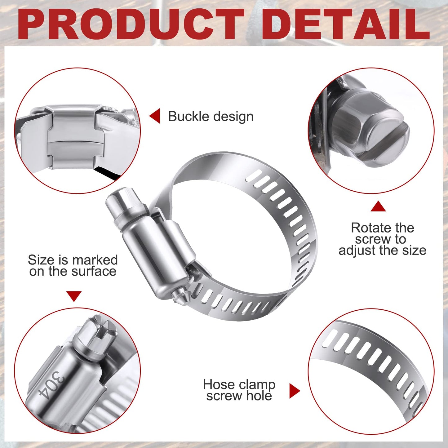 Shimeyao 300 Pcs Hose Clamp Assortment 1/4''- 1-3/4" (6-44 Mm) Stainless Steel Hose Clamps 304 Stainless Steel Worm Gear Fuel Line Clip for Automotive Plumbing Intercooler Tube