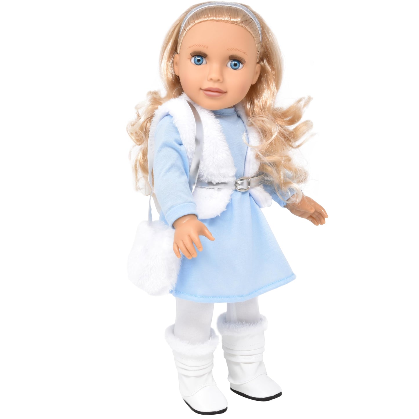 18 Inch Girl Doll with Clothes Set in Gift Box, Fashion Princess Doll with Beautiful Long Blond Hair Blue Eyes with 2 Outfits, Boots and Accessories for Girls and Kids