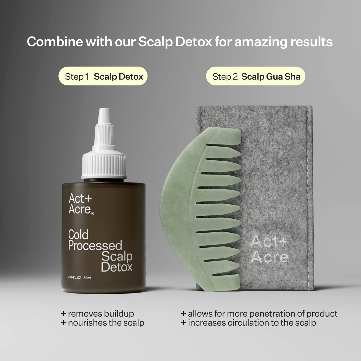 Act + Acre Scalp Gua Sha Tool - Wide Tooth Hand Held Comb - Perfect Natural Stone Massager Tool - Stimulates the Scalp - Promotes Thicker and Fuller-Looking Hair.