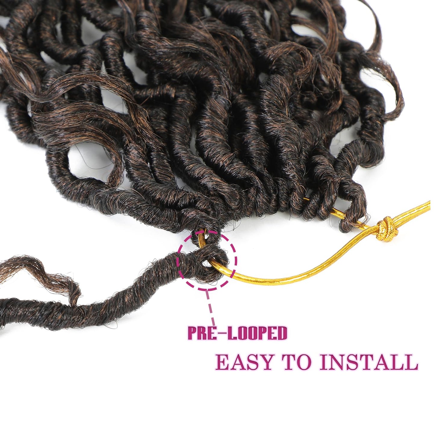 8 Packs Goddess Faux Locs Crochet Hair for Black Women, Goddess Locs Crochet Hair, Boho Style Locs, River Locs Crochet Hair with Curly Ends (18Inch, T30#, 8Packs)