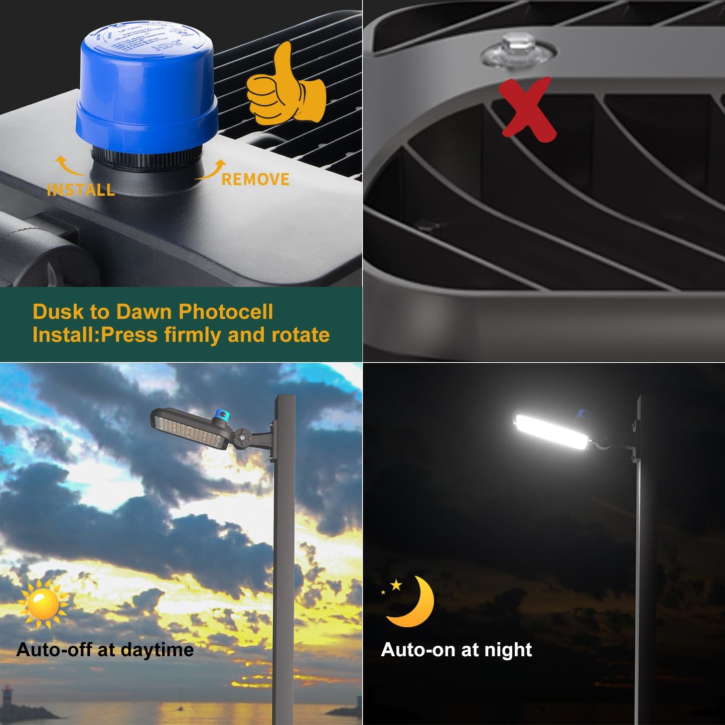ACOHOOK 240W LED Parking Lot Light 36000lm (Eqv 1000W HID HPS) Arm Mount LED Pole Light IP65 5000K ETL Listed Commercial Area Lighting with Smart Photocell 6KV SPD 7 Yrs Warranty -2Pack