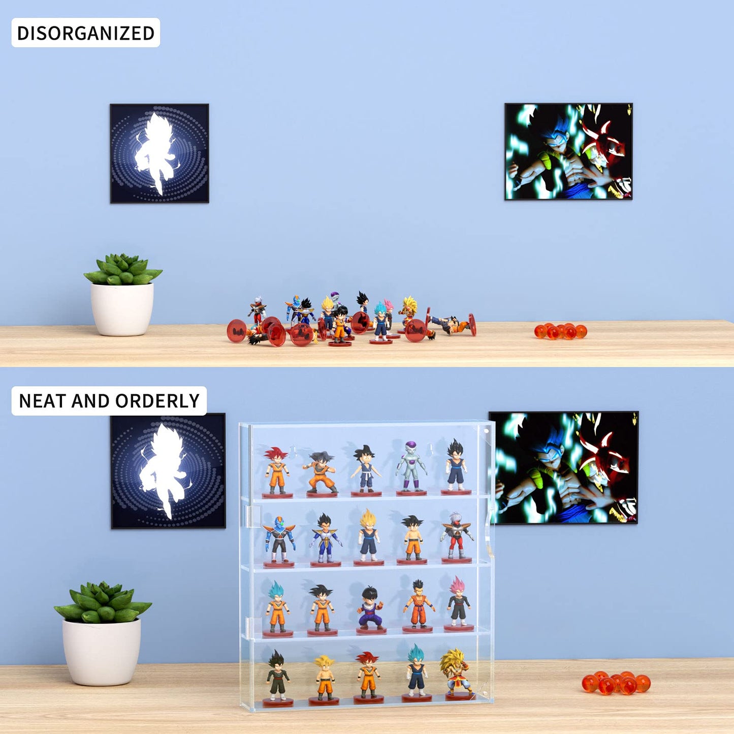 AITEE Acrylic Display Case for Mini Funko Pop Figures, Clear Wall Mounted or Desktop 4 Layer Storage Box Cabinet Organizer for Mini Toys, Collections or Stone