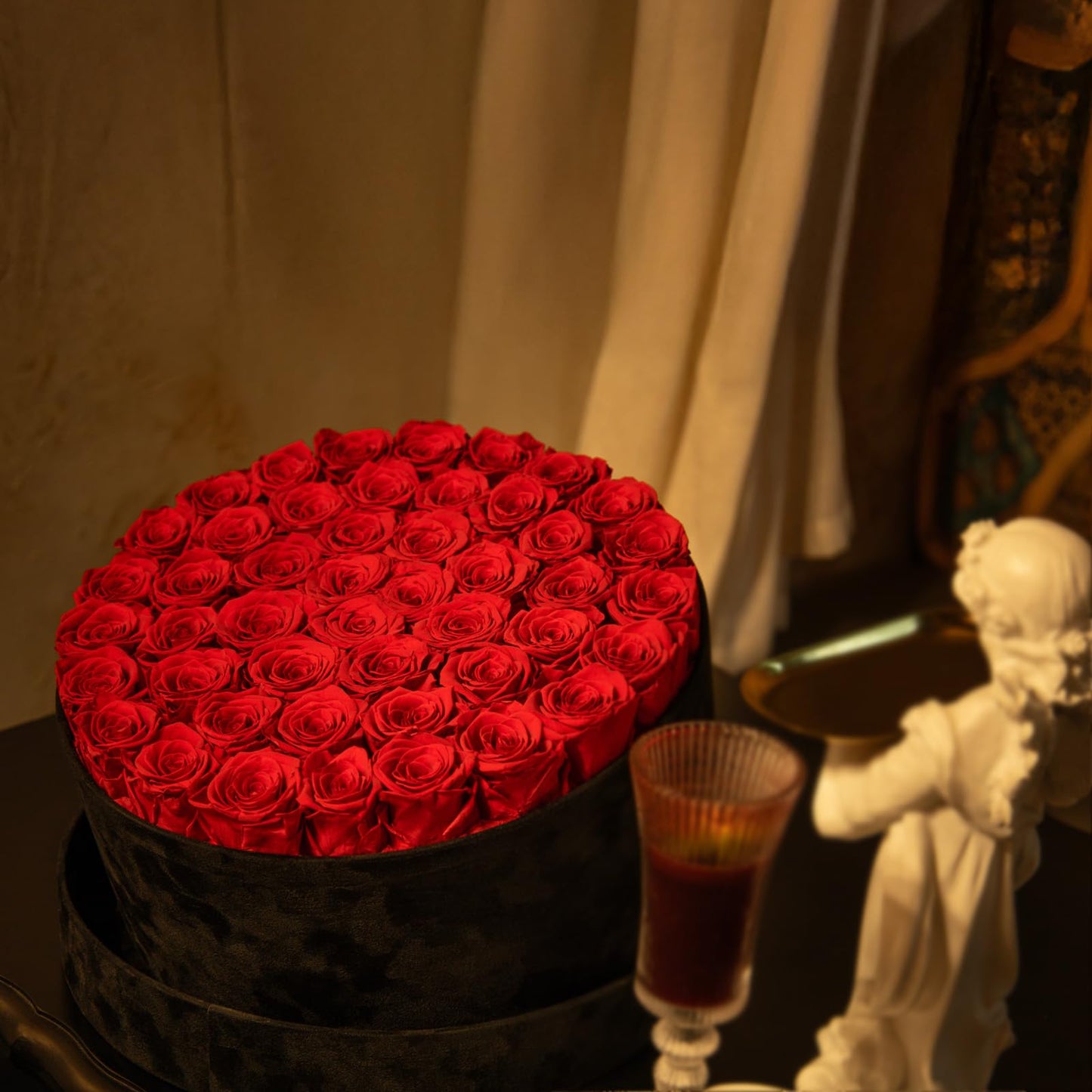 47 Flowers, Luxury Real Preserved Roses in a Suede Box, Forever Roses in a Box, Red Roses Bouquet, Anniversary, Proposal, Wedding, Birthday Gifts for Women, Mom, Girlfriend, Wife, Her