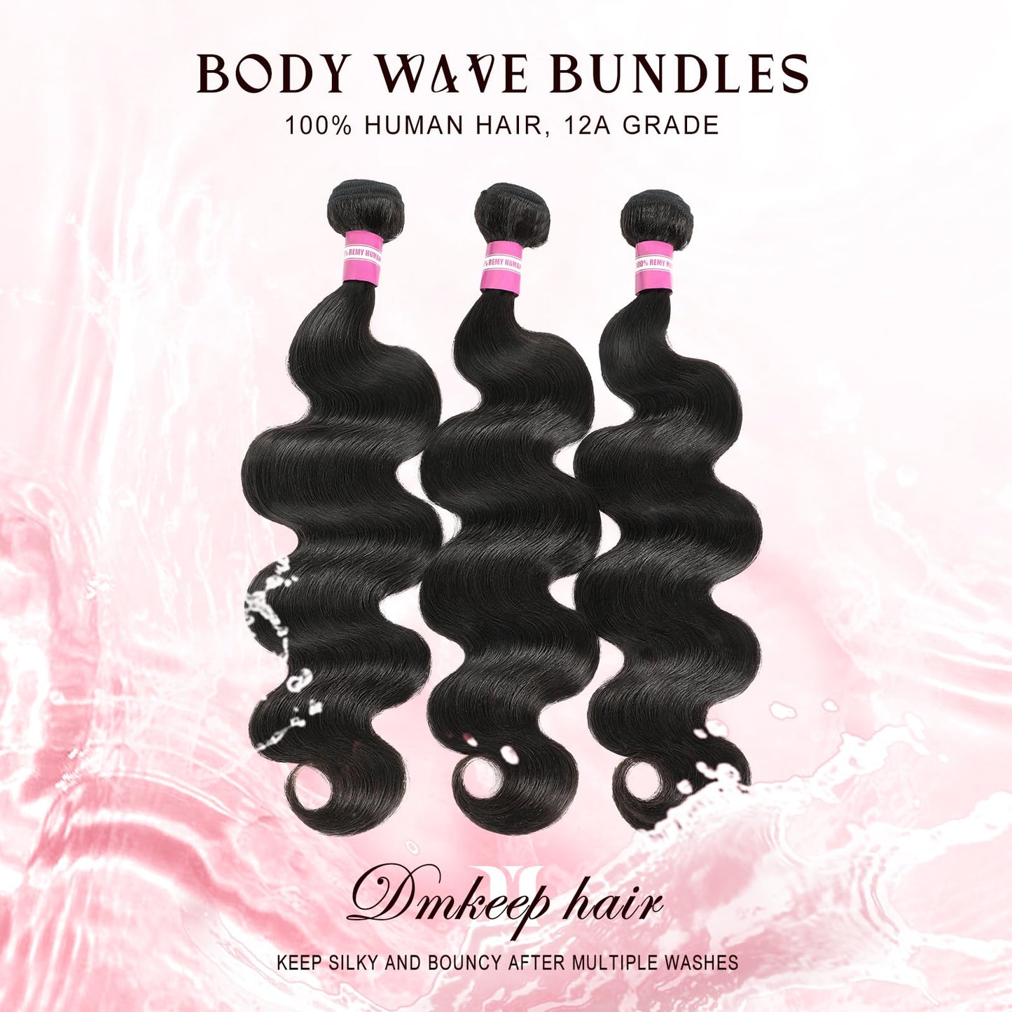 DMKEEP 12A Human Hair Bundles 18 20 22 Inch - Body Wave Bundles Human Hair 100% Unprocessed Brazilian Raw Virgin Hair 3 Bundles Quick Weave Bundles Human Hair Extensions Natural Color