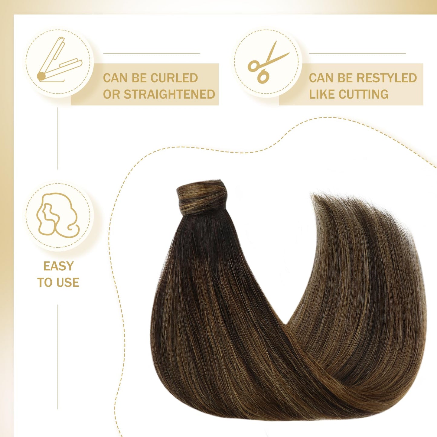 Ve Sunny Ponytail Extension Human Hair Dark Brown Clip in Ponytail Human Hair Brown Human Hair Ponytail Darkest Brown Balayage Medium Brown Human Ponytail Extension for School 80g 16inch