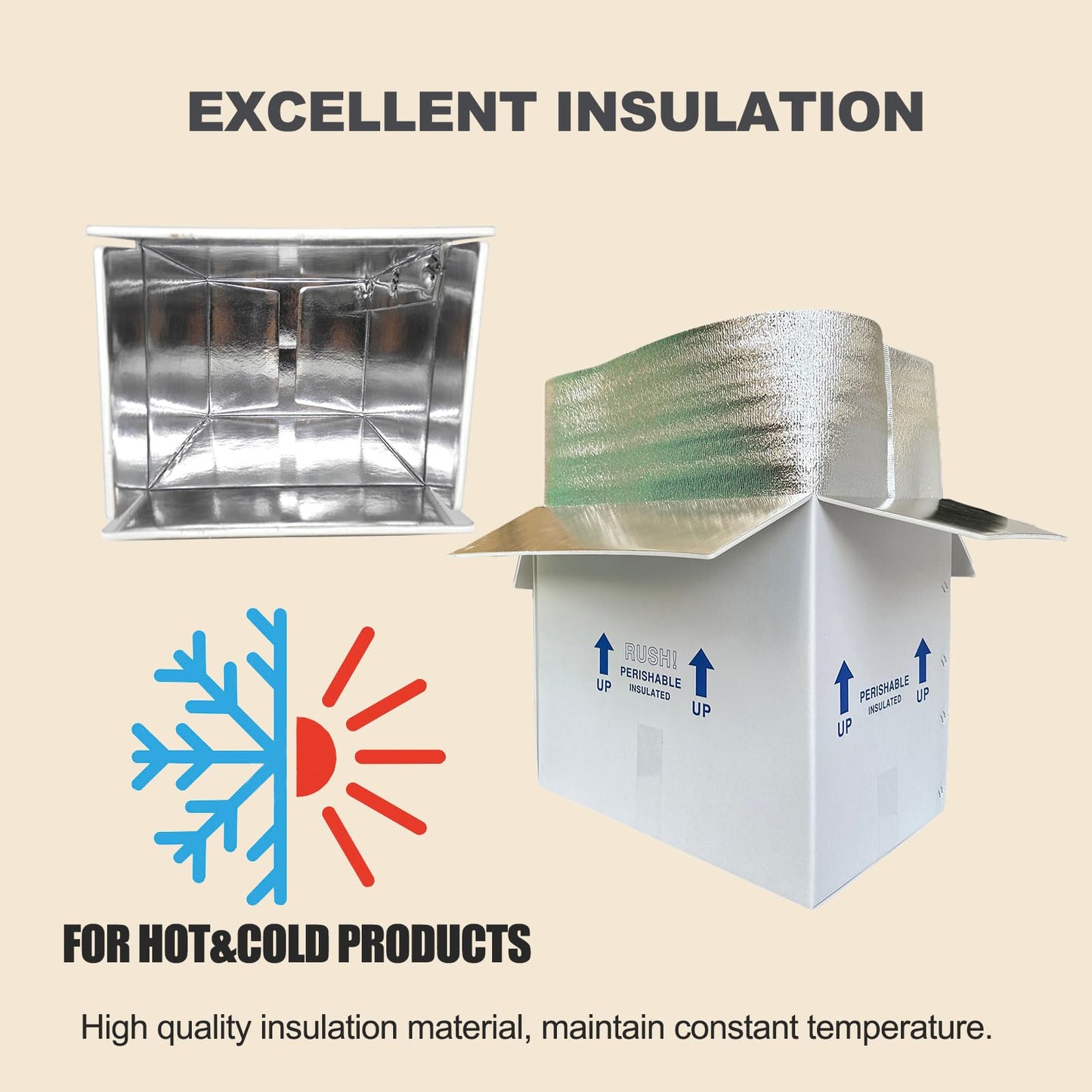 19x12x16" Insulated Shipping Box, Perishable Cooler for Frozen Food Styrofoam Boxes for Cold Shipping Perishables Packaging Insulated Carton with Aluminum Foil Liner Bag, 4 Pack