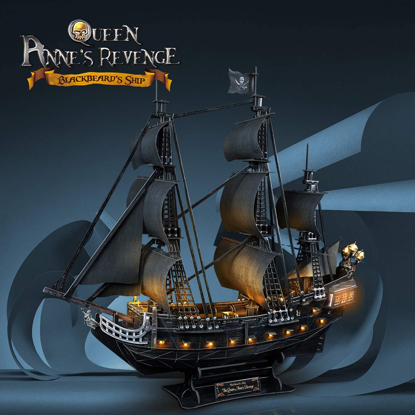3D Puzzles for Adults Home Decor Pirate Ship Gifts for Men Women Model Kits Brain Teaser Puzzles for Adults Teacher Gifts,Queen Anne's Revenge 340 Pcs Dad'sGift
