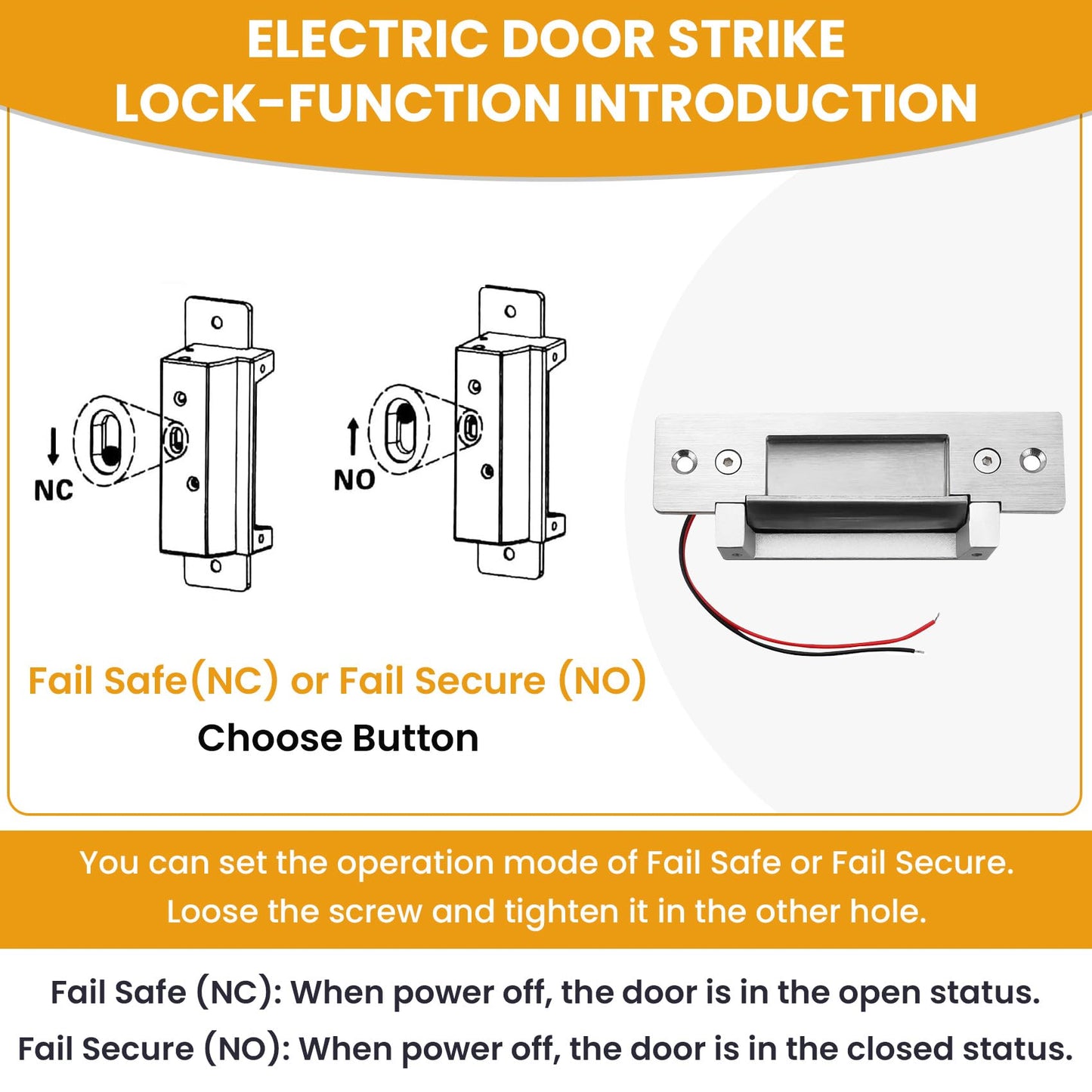 Access Control Electric Strike Door Lock Fail-Secure/Fail-Safe Kit System, Door Buzzer Entry System, with Remote Control, Button, Buzzer, Power Adapter