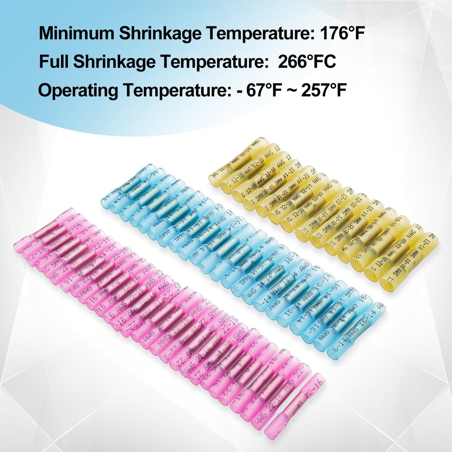 1500 PCS Heat Shrink Butt Connectors, 16-14 AWG 22-16 AWG 12-10 AWG Waterproof Electrical Insulated Crimp Wire Splice for Boats, Cable, Wiring, Automotive, Home