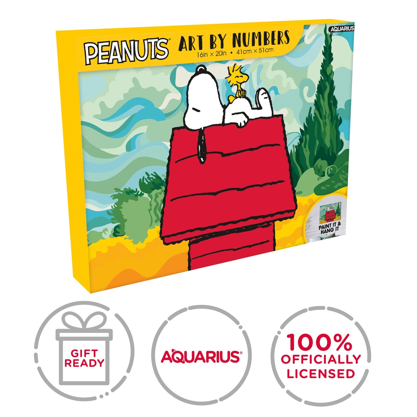 AQUARIUS - Peanuts Snoopy Chill Art by Numbers, Painting Kit, 16 x 20