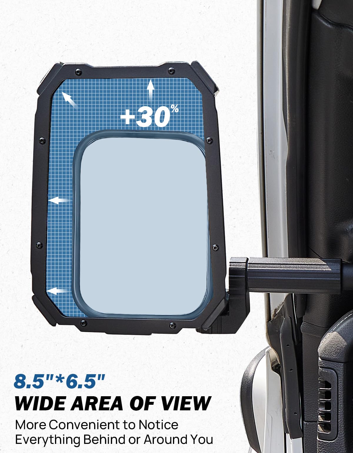 JOYTUTUS Mirrors Doors Off for 2018-2023 Wrangler JL/JLU & Gladiator JT (NOT FIT 2024 2025 Wrangler & Gladiator JT), Adjustable Anti-Vibration Design with Universal Ball Adapter for Phone Mounts