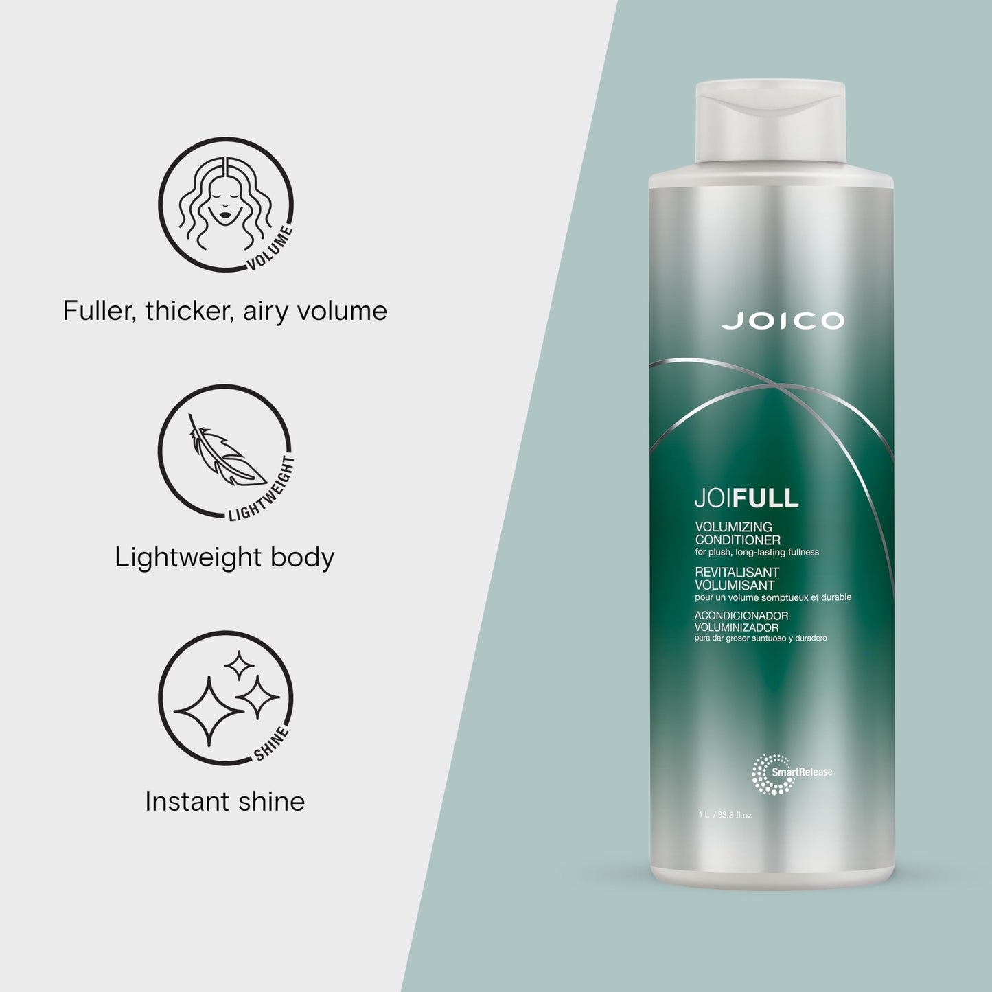 Joico JoiFULL Volumizing Conditioner | For Fine, Thin Hair | Add Instant Body | Long-Lasting Fullness | For Thicker Bouncier Hair | Boost Shine | With Lotus Flower & Bamboo Extract | 33.8 Fl Oz