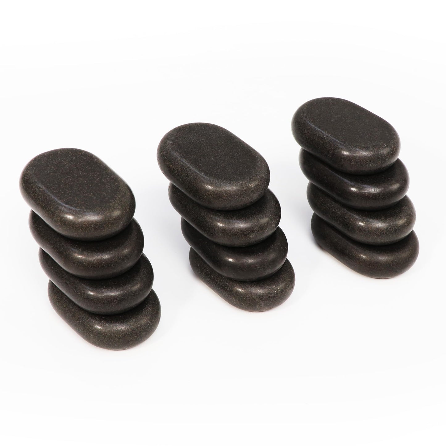 Master Massage 12-Piece Middle Sized Ovular Black Lava Hot Stone Massage Set –Medium Size Oval Stones 2.6" x 1.9" x 0.7" - Natural Basalt Stones for Spa, Salon, and Professional Massage Therapy