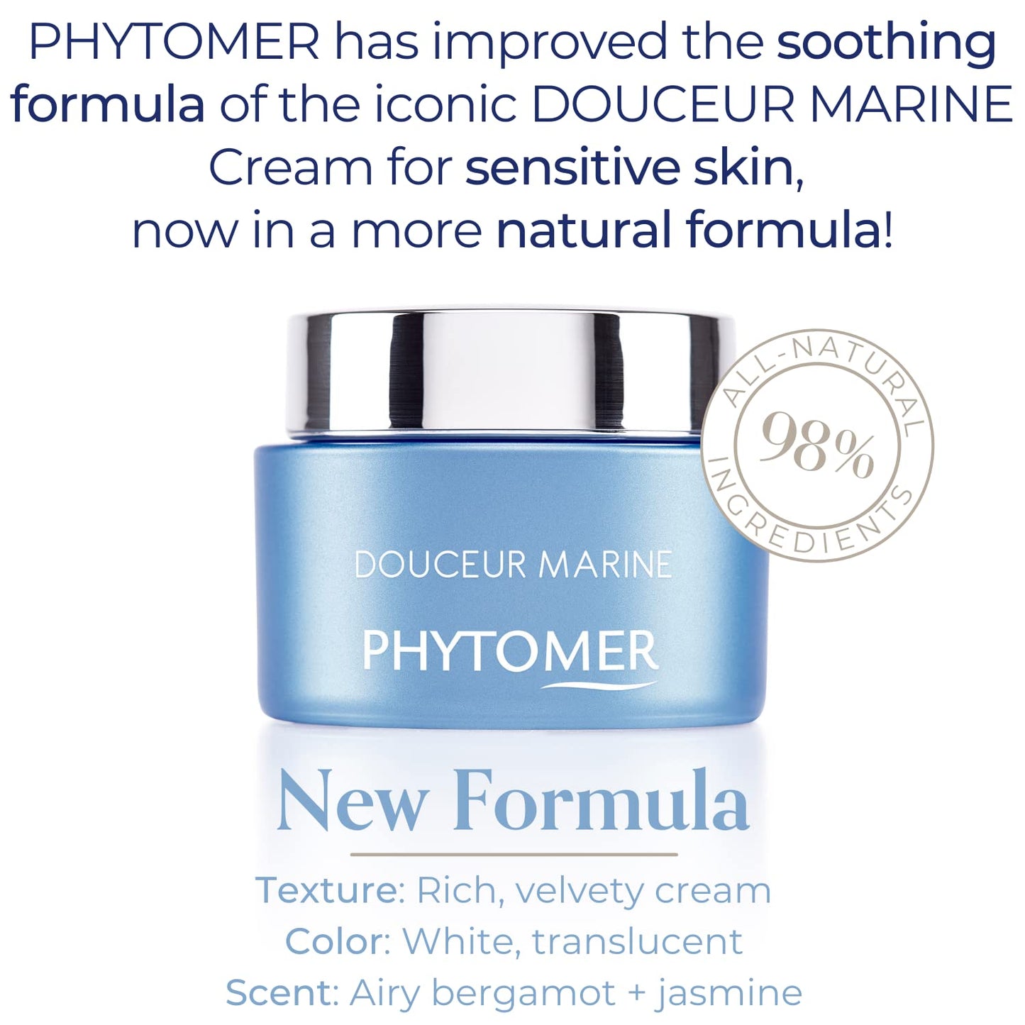 Phytomer Douceur Marine Soothing Moisturizing Face Cream | Reduce Redness, Calm Sensitive Skin | Probiotic Face Moisturizer for Dry Skin | Sustainable, Natural Ingredients | 50ml