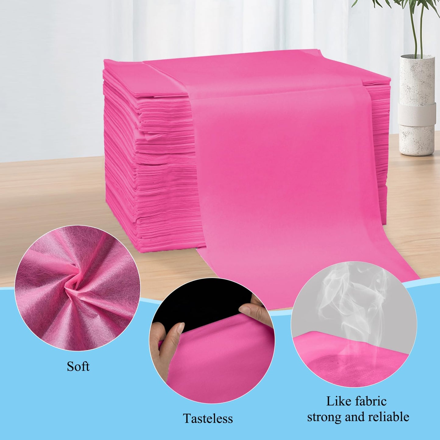 200Pcs Disposable Massage Table Sheets 31.5" x 71" Non-Woven Fabric Bed Covers for Ultimate Hygiene and Comfort in Massage, Tattoo, and Spa Treatments, Breathable and Durable Sheets(Pink)