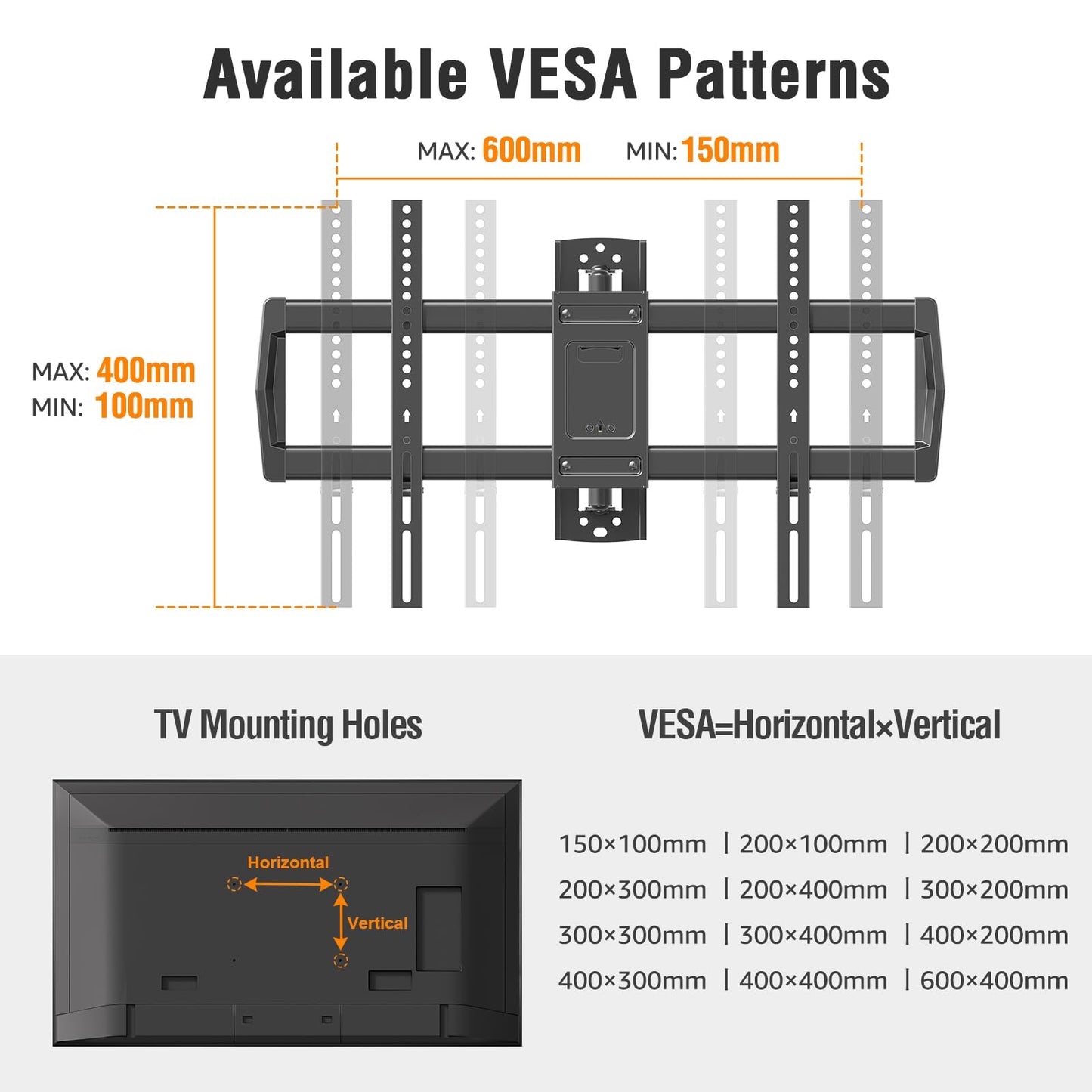 ELIVED Long Arm TV Wall Mount for Most 42-75 Inch TVs, 37.9 Inch Long Extension Corner TV Mount, Full Motion Wall Mount tv Bracket Swivel and Tilt, Holds up to 99 lbs. Max VESA 600x400mm