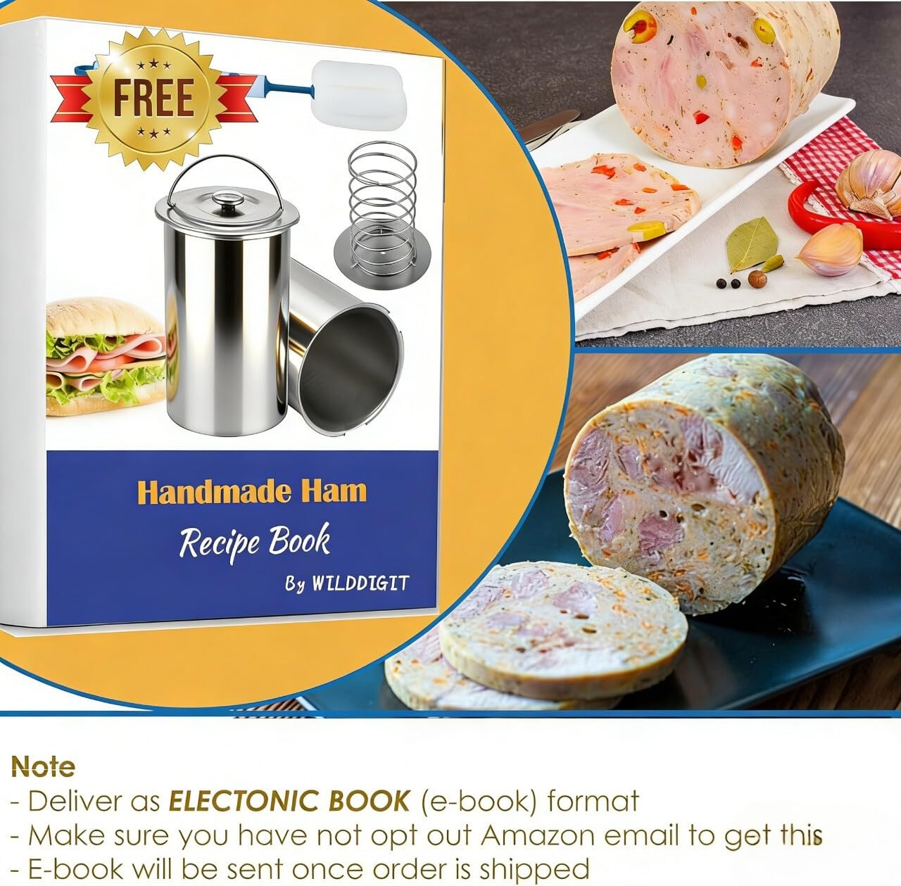 2-Pack Deli Meat Press Kit with Single Microwave Oven Glove & Built-in Thermometers - Professional Ham and Lunch Maker Set (silver gray)