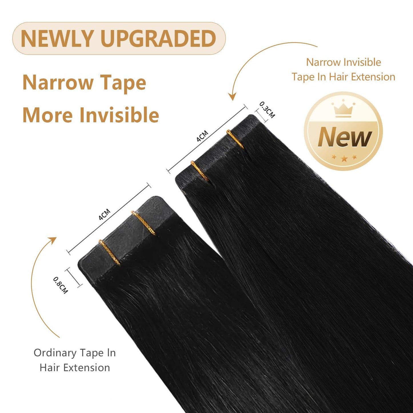 YILITE Tape In Hair Extensions Human Hair #1 Jet Black 20inch Invisible Tape in Hair Extensions Straight Seamless Skin Weft Human Hair Tape In Extensions 20pcs 50g