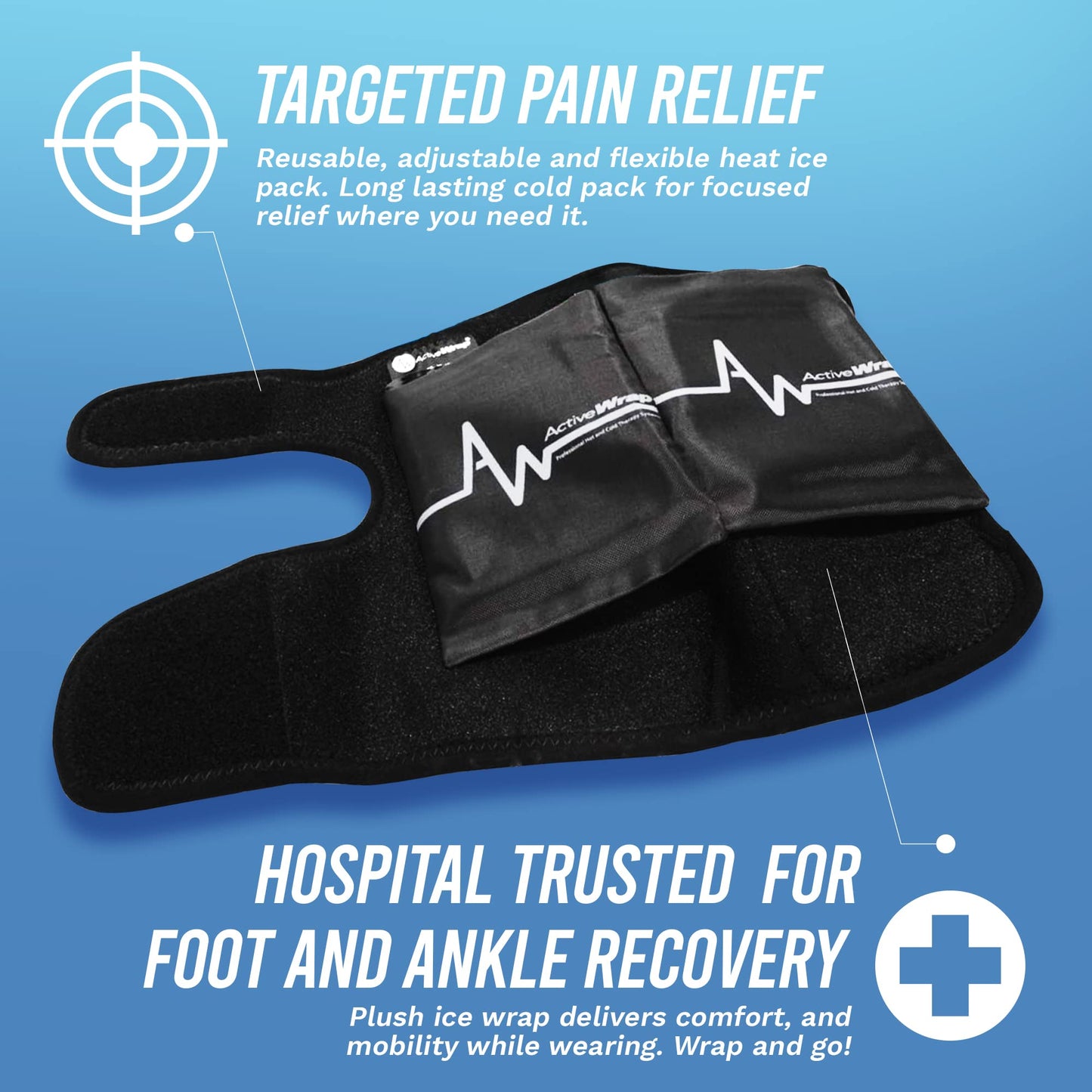 ActiveWrap Foot & Ankle Heat and Ice Pack Wrap for Heel, Arch, and Ankle Discomfort, Swelling, Soreness, and Injury Recovery– Reusable Hot & Cold Wrap with Adjustable Compression Straps, Large/X-Large