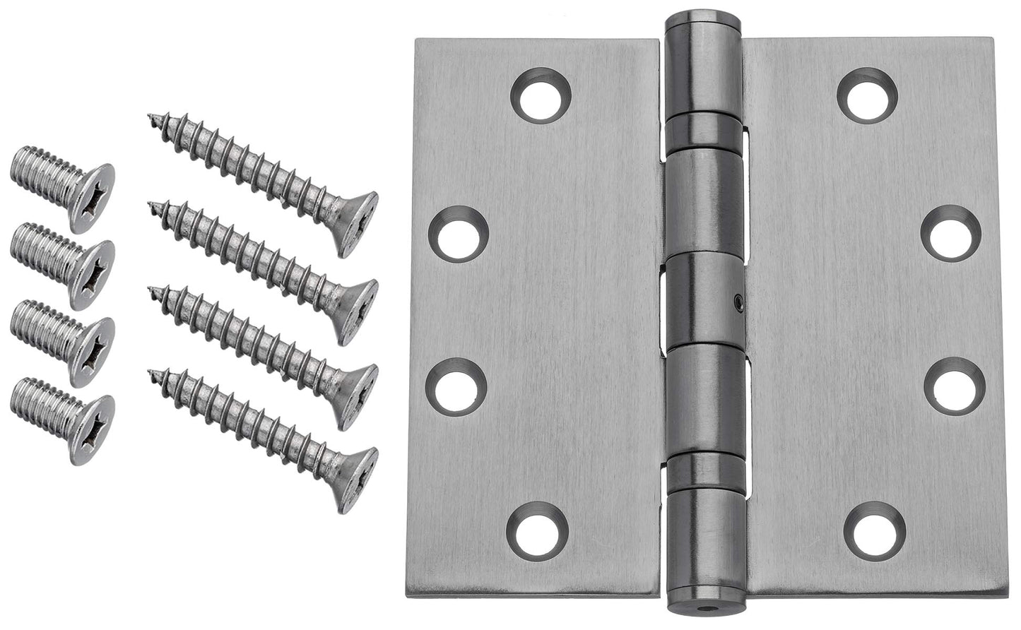 Dynasty Hardware Door Hinges, Heavy Duty 4.5x4.5 Full Mortise Ball Bearing Design for a Smooth Quiet Swing, Ideal for Commercial or Heavy Doors, Non-Removable Pin, Stainless Steel Finish, 3-Pack