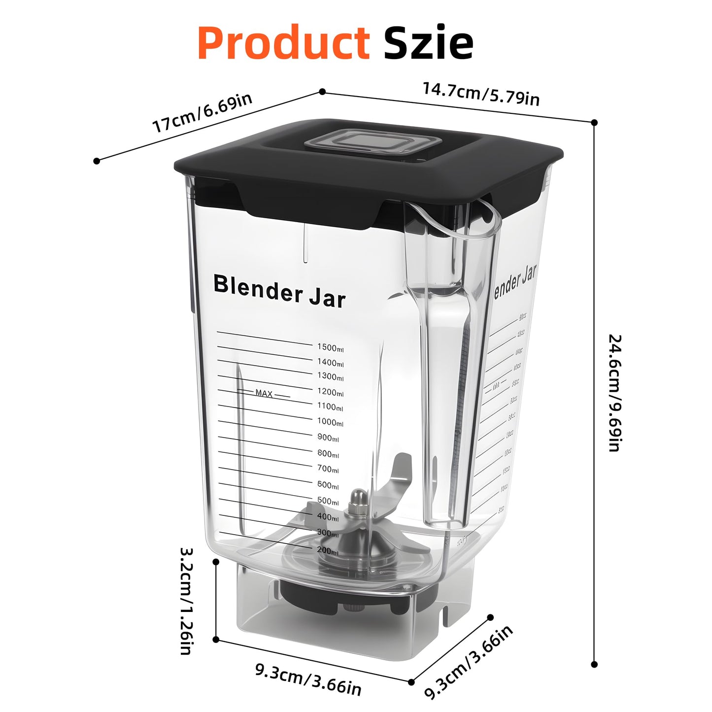 besingki 90 oz Replacement Jar Compatible with Blendtec Blender, Container Pitcher Fits All Consumer and Commercial Models, Includes Blade and Lid