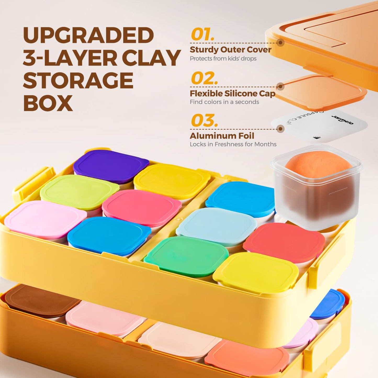Air Dry Clay for Kids, 24 Colors Modeling Clay Kit with Storage Box & Sculpting Tools, Magic Molding Clay for Boys & Girls Crafts Gift, Age 6-12 Year Olds