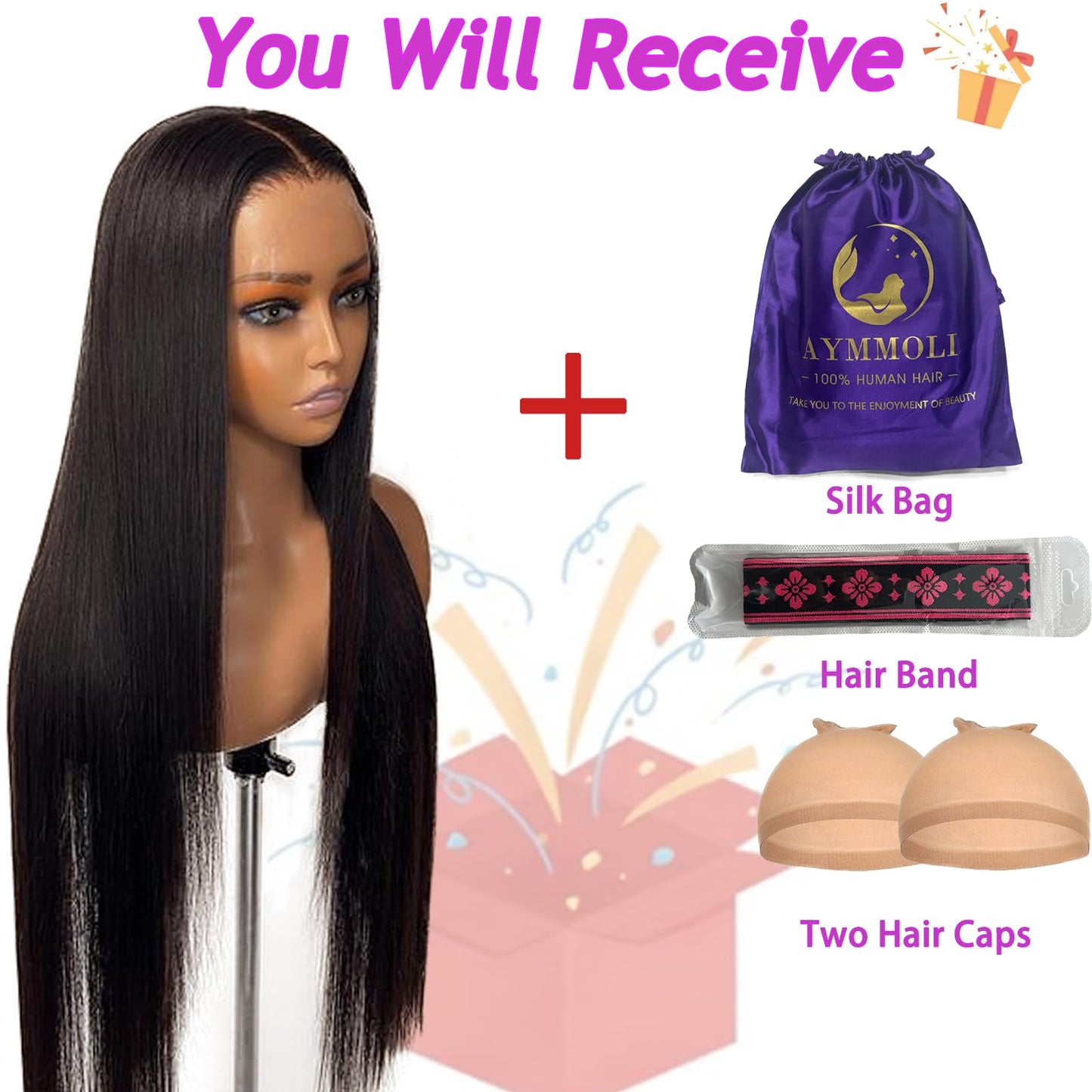 20 Inch Straight Lace Front Wigs Human Hair Pre Plucked 180% Density Glueless Wigs Human Hair 13x4 HD Transparent Human Hair Lace Frontal Natural Hairline Brazilian Virgin Hair for Women Natural