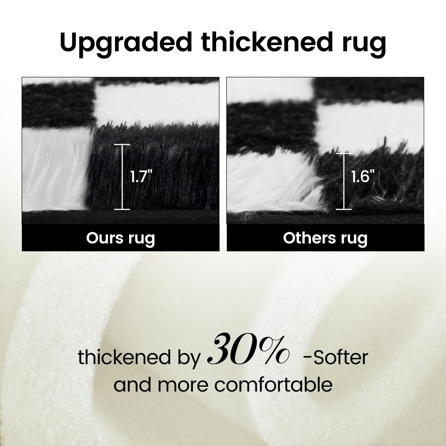 Super Soft Rug for Bedroom, 8x10 Ft Black and White Area Rug Classic Checkered Shaggy Anti-Skid High Pile Soft Fluffy Rug Fuzzy Carpet for Living Room Bedroom Kids Room Nursery, Dorm Home Decor
