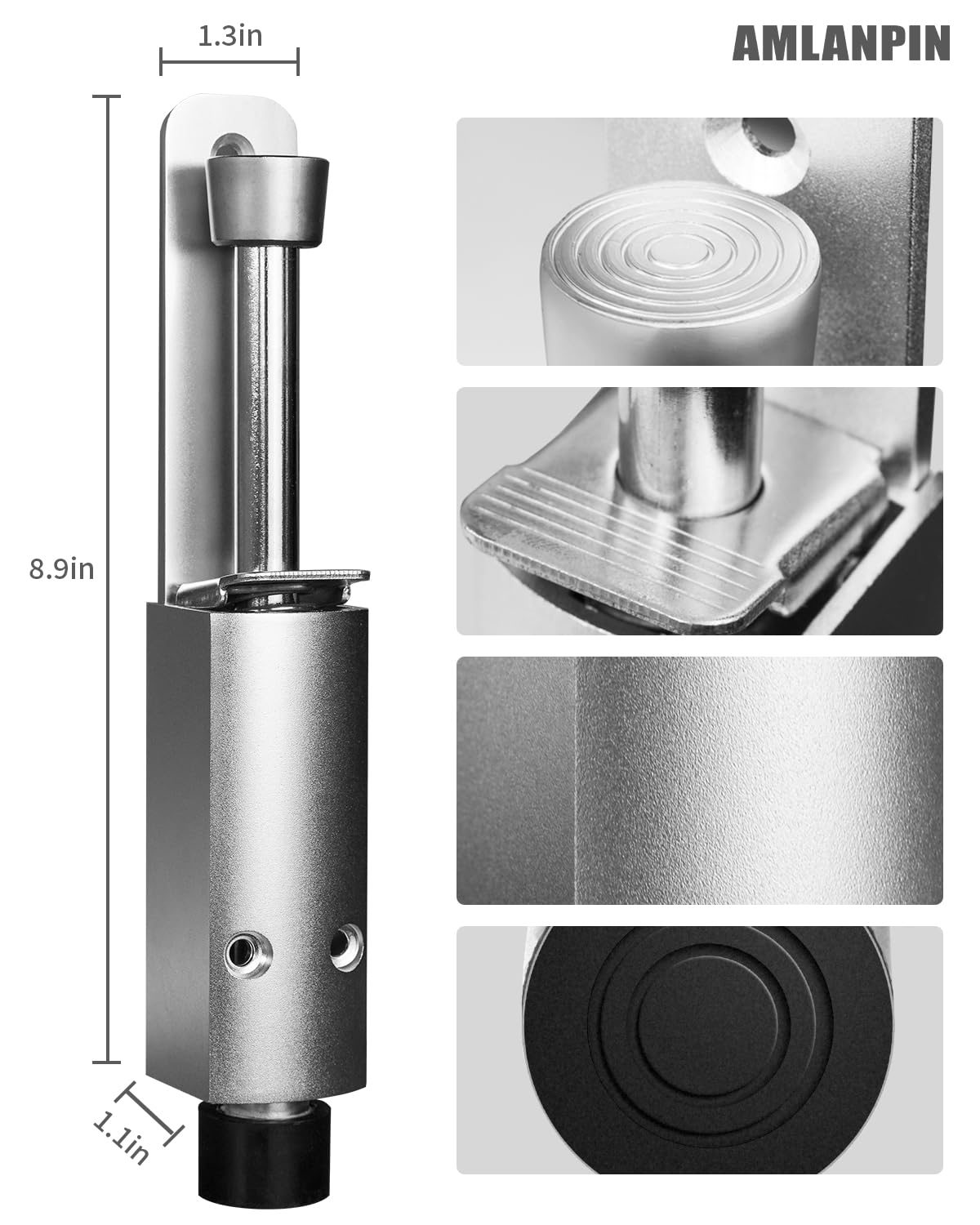 Door Stop - Heavy Duty Spring Loaded Step Down Push On Door Holder/Stopper - Foot Operated Door Holder for Outdoor and Commercial Use (2, Silver)
