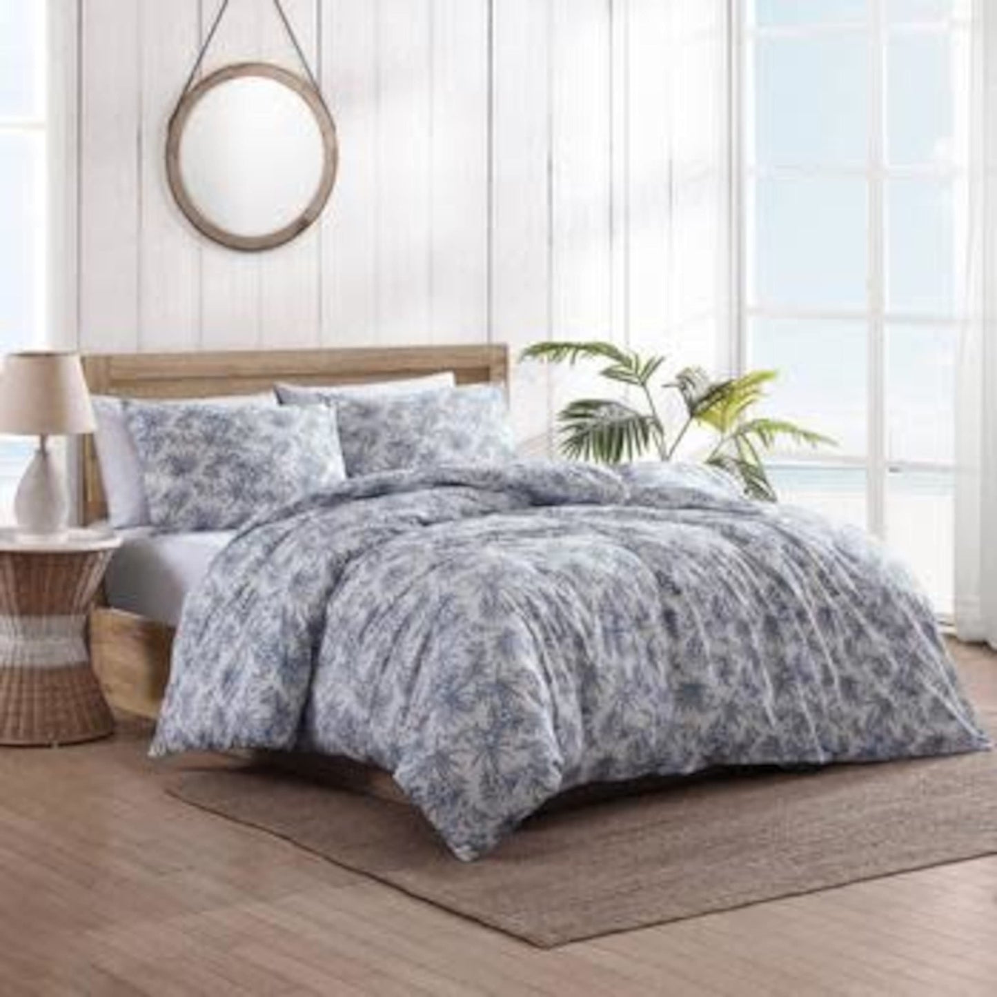 Tommy Bahama- Queen Duvet Cover Set, Reversible Cotton Bedding Set with Matching Shams, Coastal Bedding Set (Pen and Ink Blue, Queen)