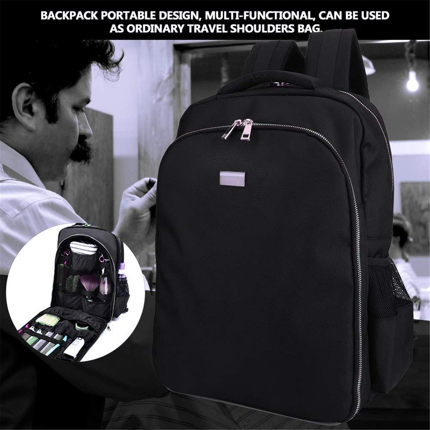 NADAENMF Barber Supplies Bag Organizer for Clippers and Supplies, Portable Clipper Bags and Cases for Men, Hairstylist Clipper Backpack for Barber Accessories Cosmetology Bag