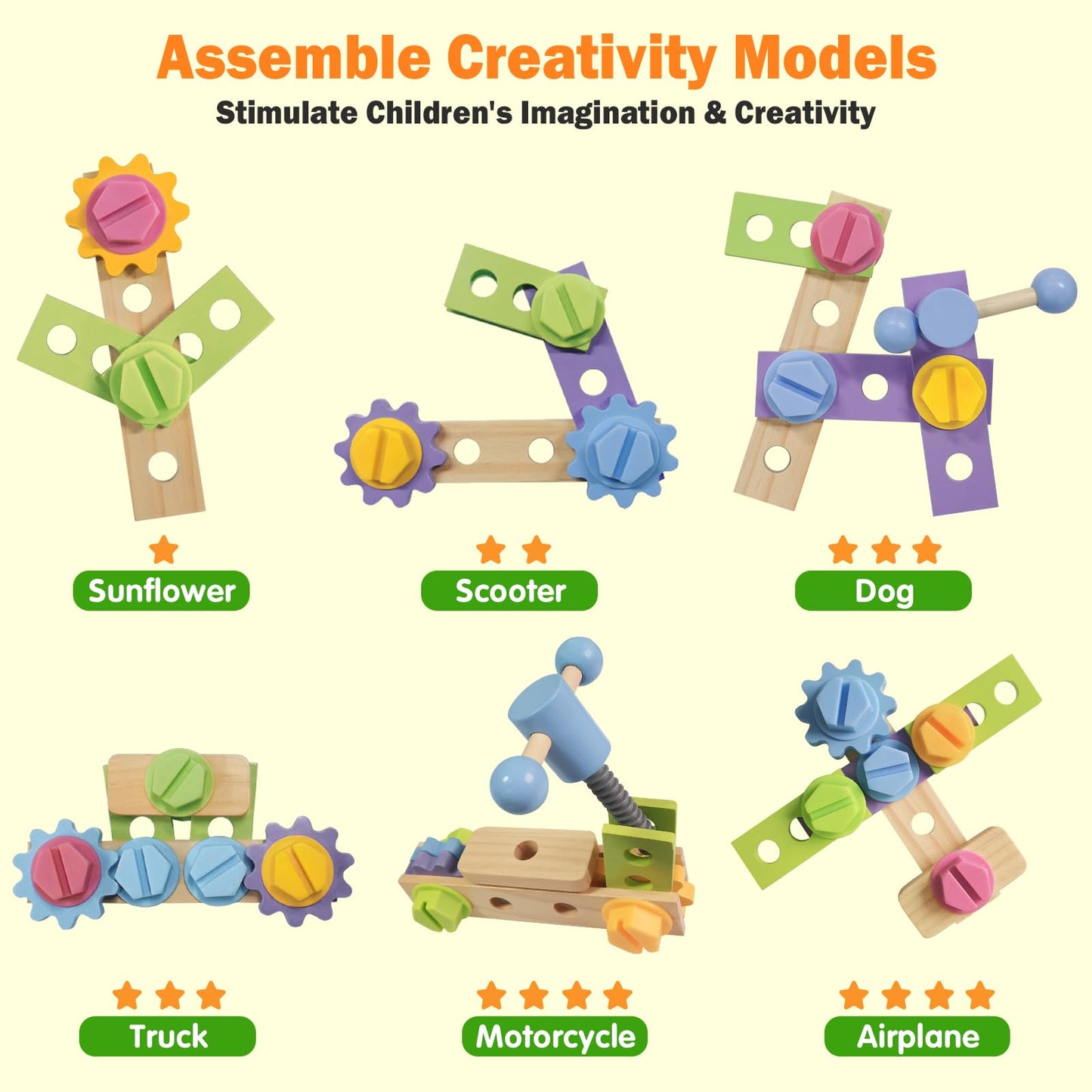 Aliex 38PCS Kids Wooden Truck Tool Set with Toy Drill for Toddlers Ages 3 4 5 6,Montessori STEM Educational Learning Construction Workbench Pretend Play Tool Kit,Birthday Sensory Gift for Boys Girls