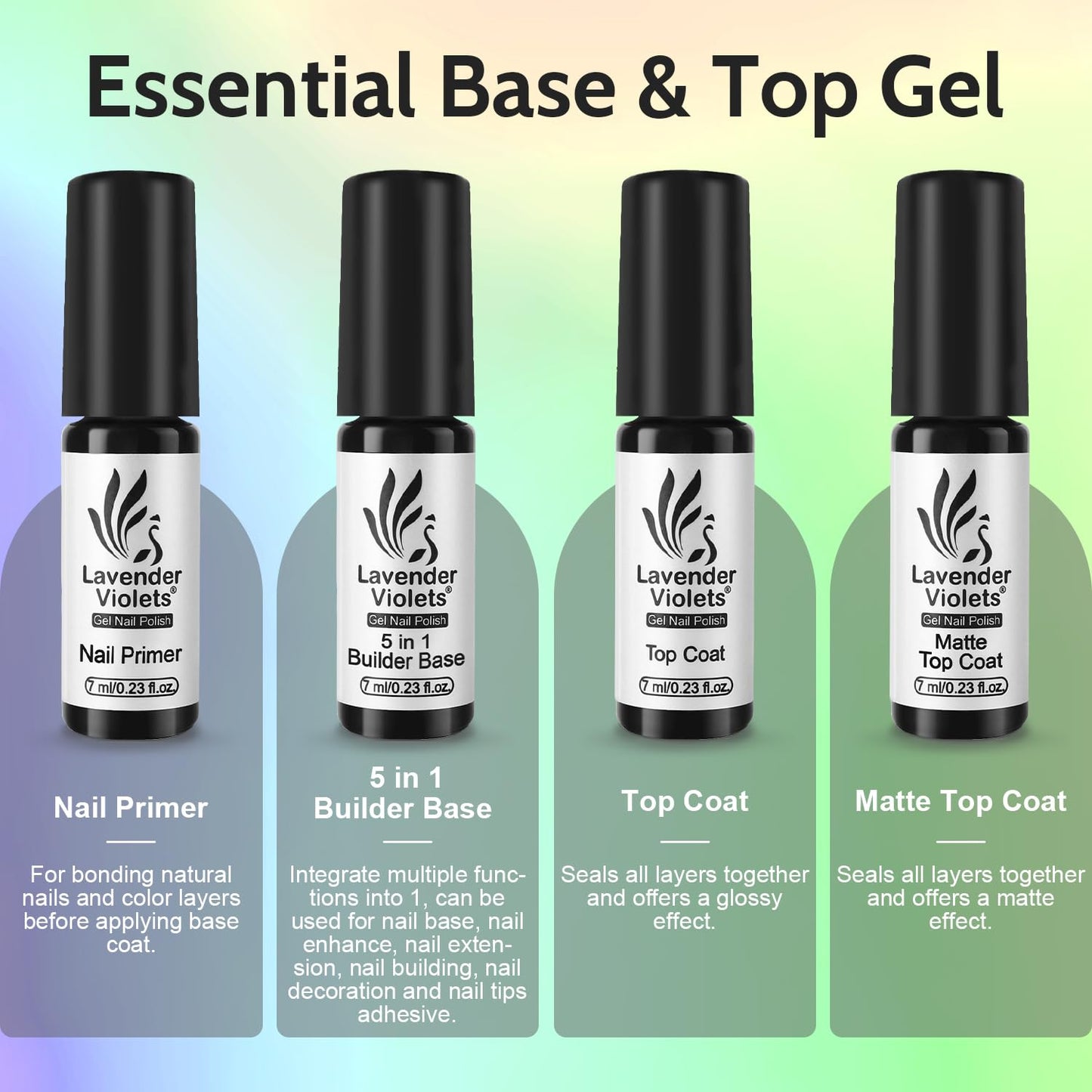 Lavender Violets Gel Nail Polish Kit with U V Light, 45 Colors with Base and Matte & Glossy Top Coat Soak Off All Season Gel Nail Kit Manicure Tools Gifts for Women LA01
