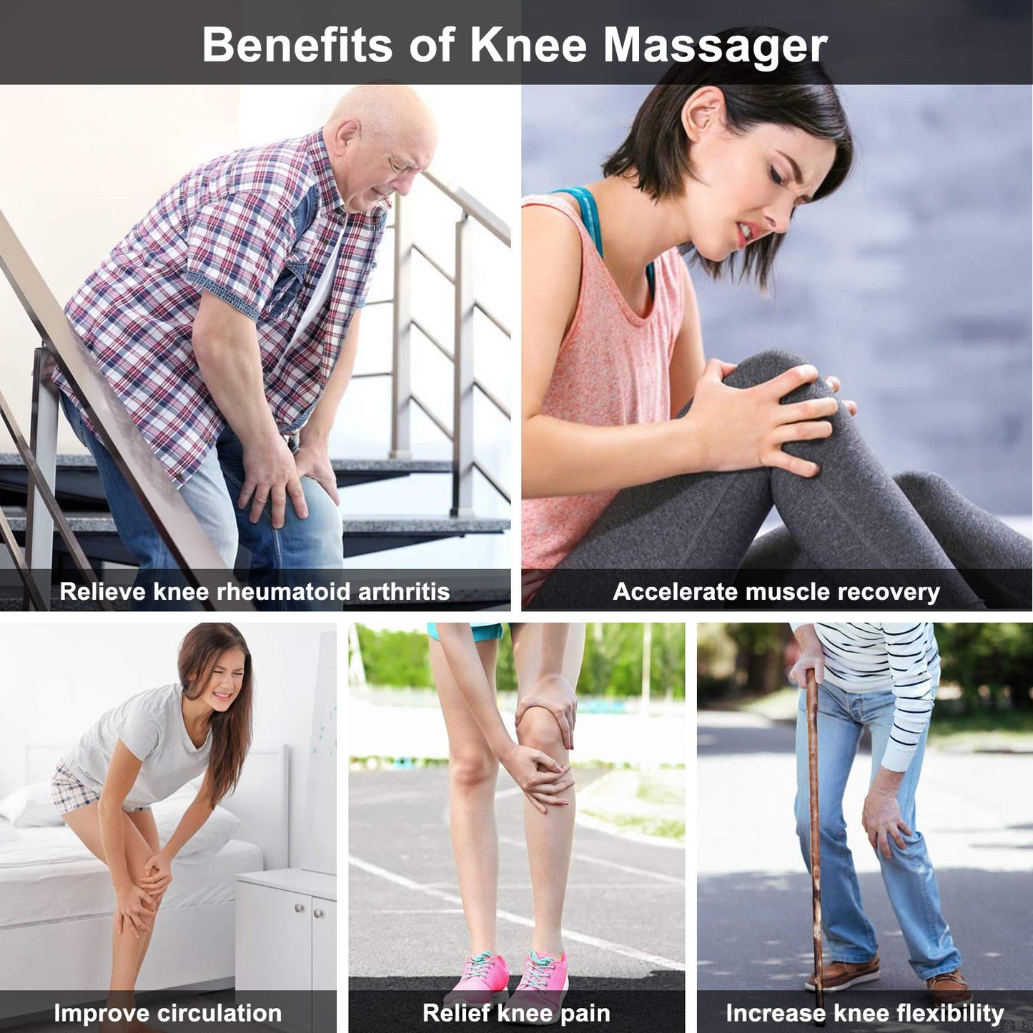 QUINEAR Knee Massager with Heat, Air Compression Leg Knee Brace Wrap for Arthritis Pain Relief Eletric Heating for Joint Pain, Cramps and Circulation 3 Modes & 3 Intensities - FSA or HSA Eligible