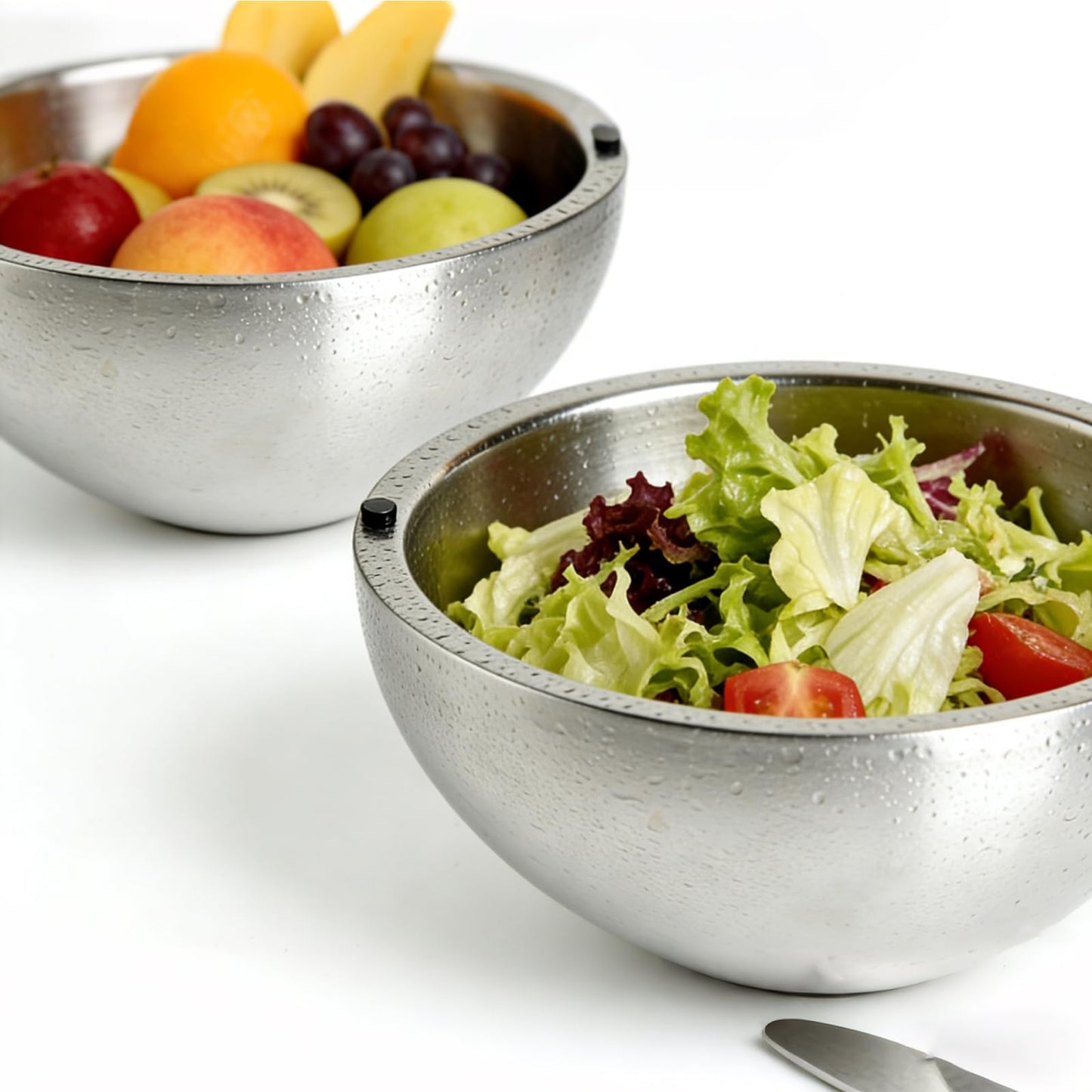 Amestar Dip Chiller Bowl 2 Pack- 70 OZ Large Capacity, Frozen Ice Stainless Steel Insulated Party Serving Bowl, Salad Pod for Parties Salsa, Guacamole, Condiments, Sauces, Keeps Food Hot or Cold
