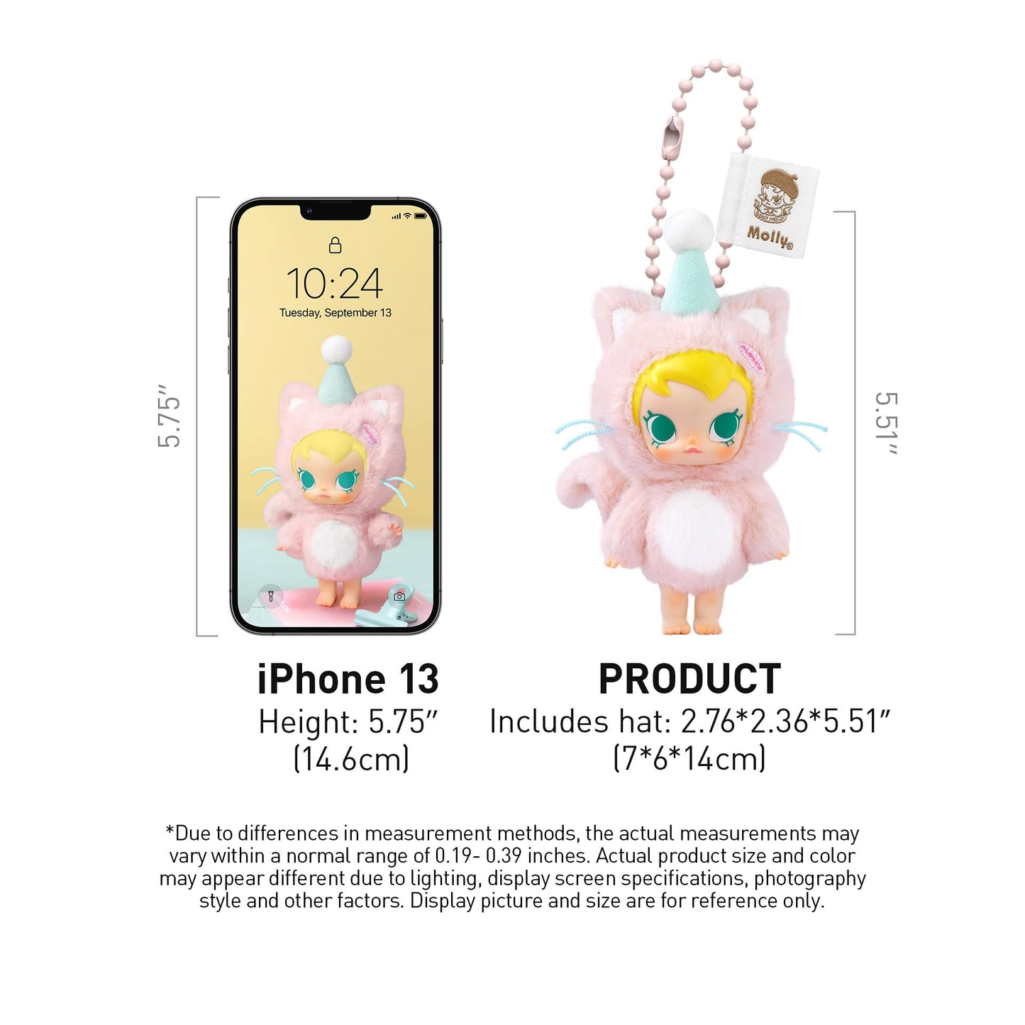 POP MART Baby Molly Pocket Friends Series-Vinyl Plush Pendant Blind Box Figures, Random Design Action Figures Collectible Toys Home Decorations, Single Box