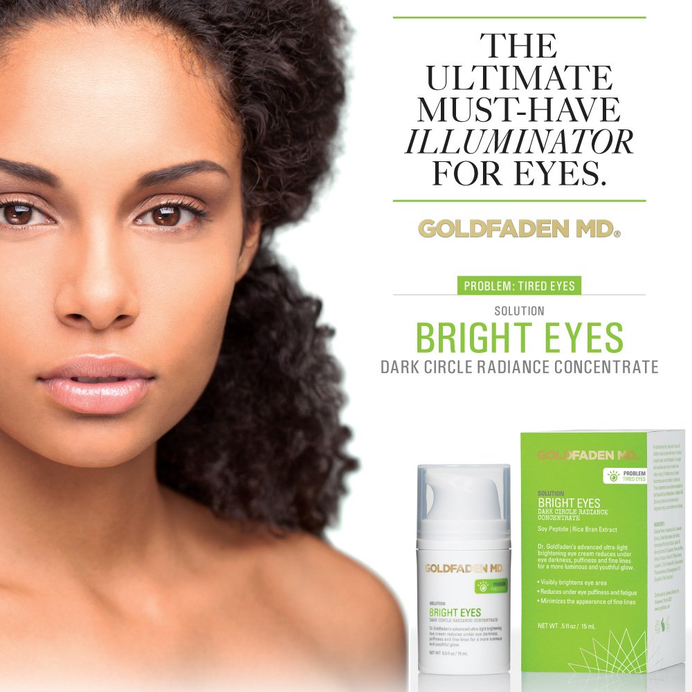 GOLDFADEN MD Bright Eyes Dark Circle Concentrate Brightening Eye Cream w/Soy Peptide, Rice Bran Extract & Arnica | May Reduce Under Eye Darkness, Puffiness & Fine Lines 0.5 fl. oz.