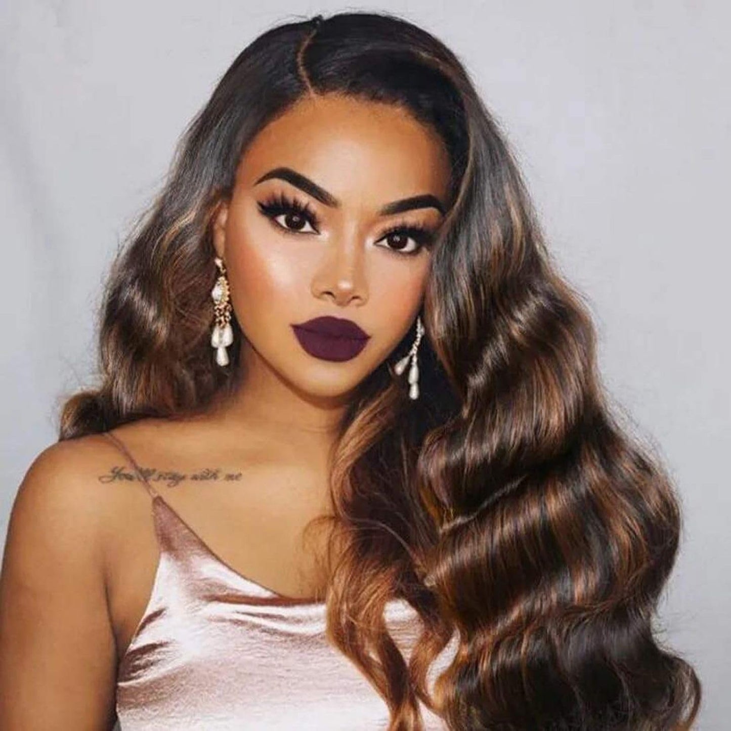 MOMOSHERO Brown Highlight Body Wave Bundles Human Hair, 10A Soft and Glossy Blonde Balayage Ombre One Bundle Human Hair 100% Remy Hair Single Ombre Human Hair Bundle #1b/30 Piano Color Dark Root 22 In