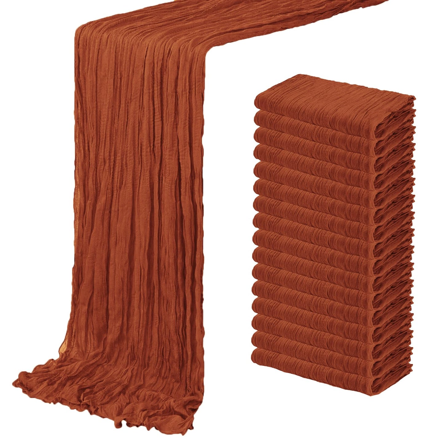 16 Pack Terracotta Cheesecloth Table Runner 20 x 120 inch Gauze Table Runners 10 FT Long,Semi Sheer Cheese Cloth Fabric Table Runner Bulk for Wedding,Party,Baby Shower,Bridal Shower Decoration