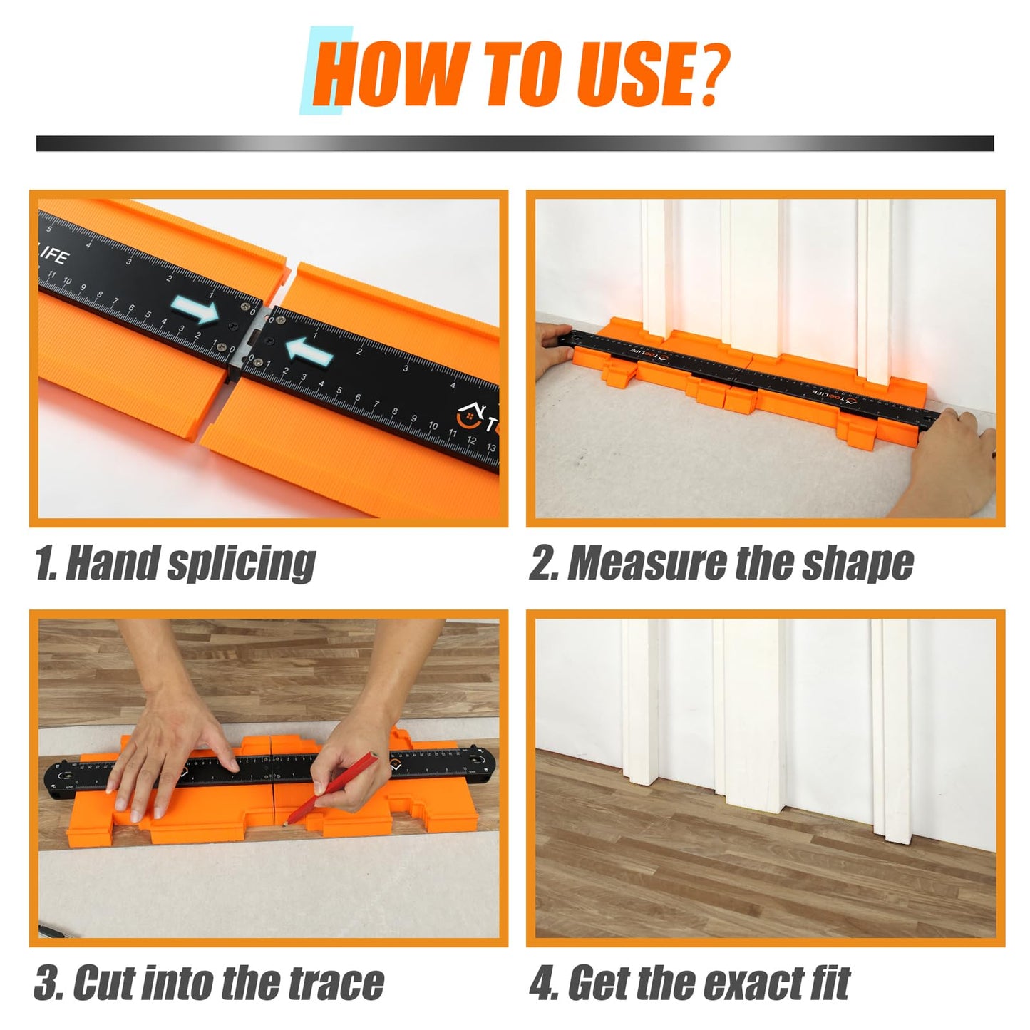 TOOLIFE Connectable Contour Gauge 10+10 Inch,Gifts for Men Husband Dad, Shape Woodworking Tools for Flooring Tile Laying Carpet, Gifts for Him, Anniversary Birthday Ideas