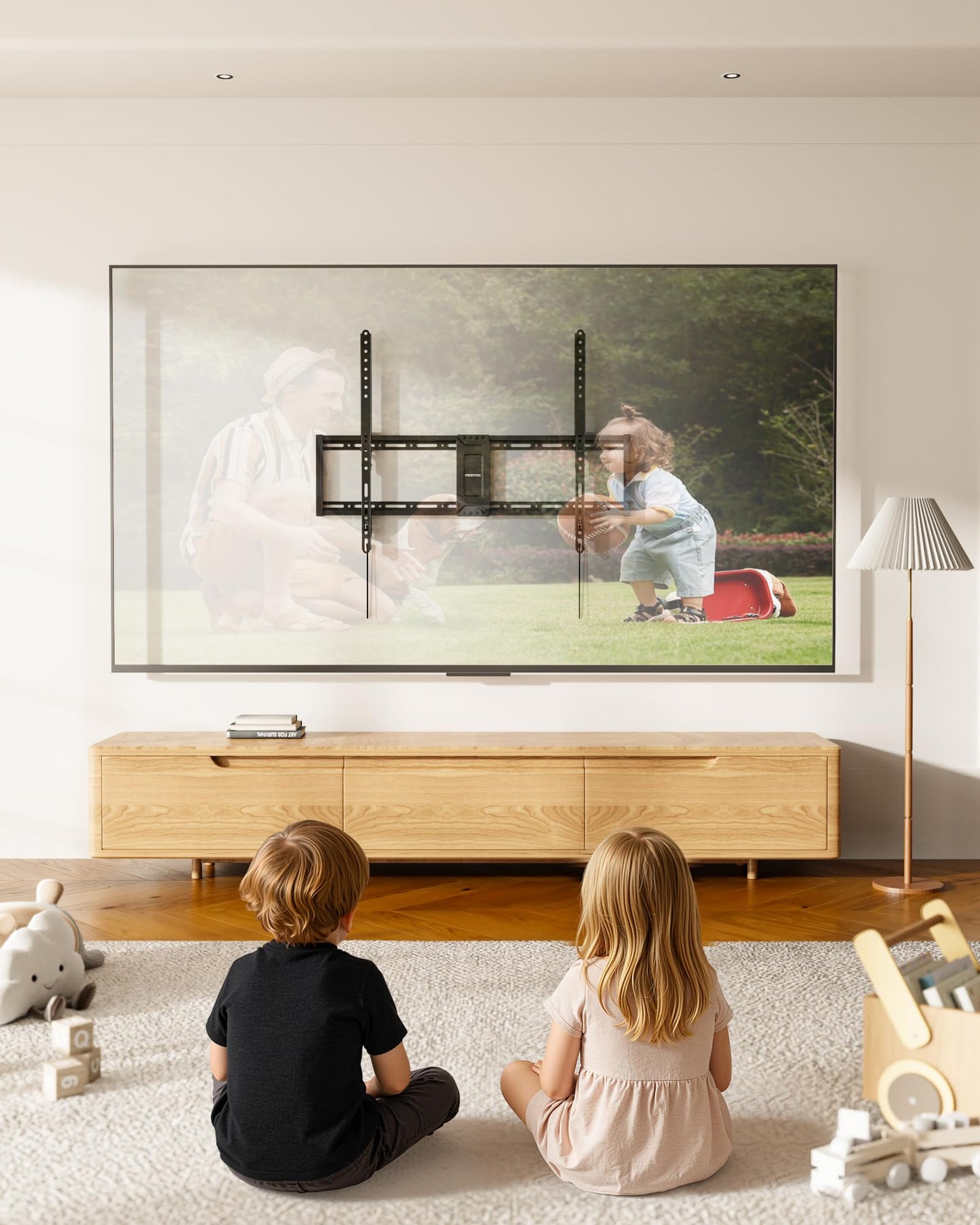 monTEK Heavy Duty Fixed TV Wall Mount for 43–100 Inch TVs up to 200 lbs, 1.2" Ultra Slim Low Profile Wall Mount Bracket, Max VESA 800x600mm, Fits 16"/18"/24"/32" Wood Studs, Secure Space-Saving Design