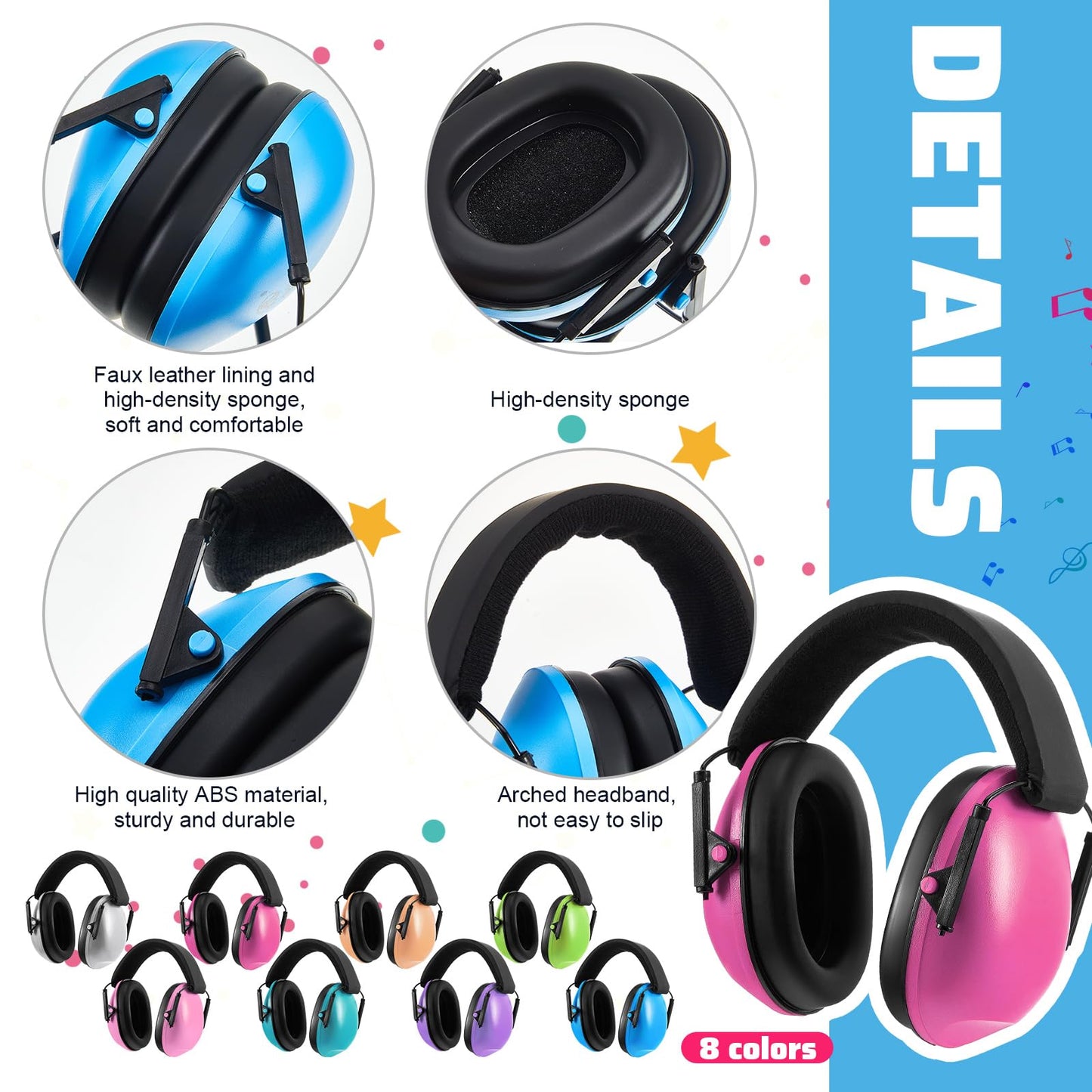 Amylove 8 Pcs Kids Ear Protection Noise Cancelling Headphones Noise Reduction Ear Muffs 27dB Hearing Protection (8 Colors)