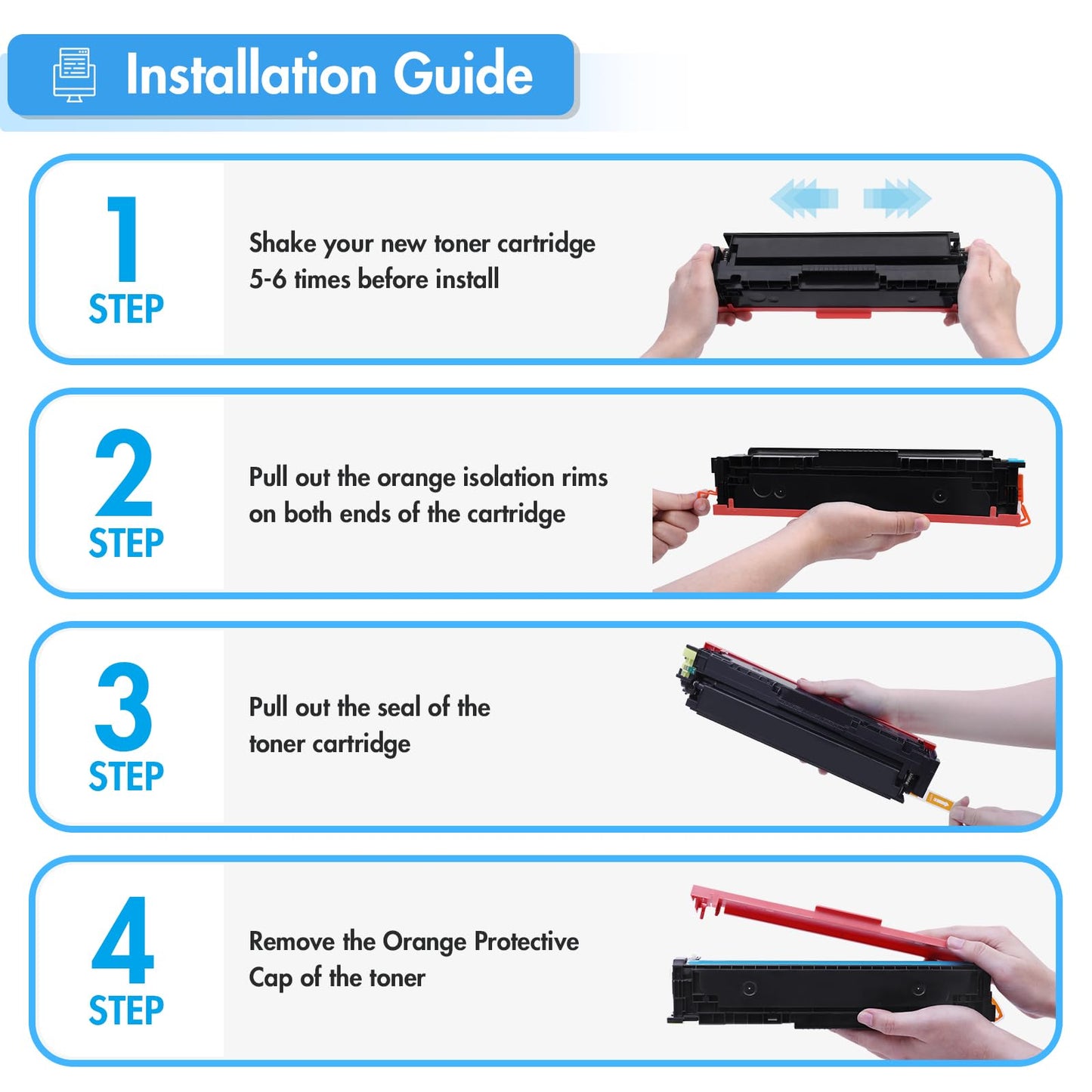 045H 045 Toner Cartridges Compatible Replacement for Canon 045 045H CRG-045 CRG-045H Toner Cartridge for Canon Color ImageCLASS MF634Cdw MF632Cdw LBP612Cdw MF632 LBP612 Printer Ink (BCYM, 4 Pack)