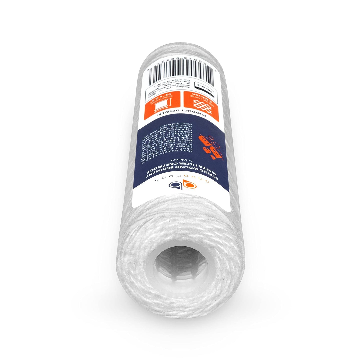 Aquaboon Whole House 5 Micron 10 x 2.5 String Wound Sediment Water Filter Cartridge Replacement Compatible with Well Water Filter WHKF-WHSW, 6-Pack