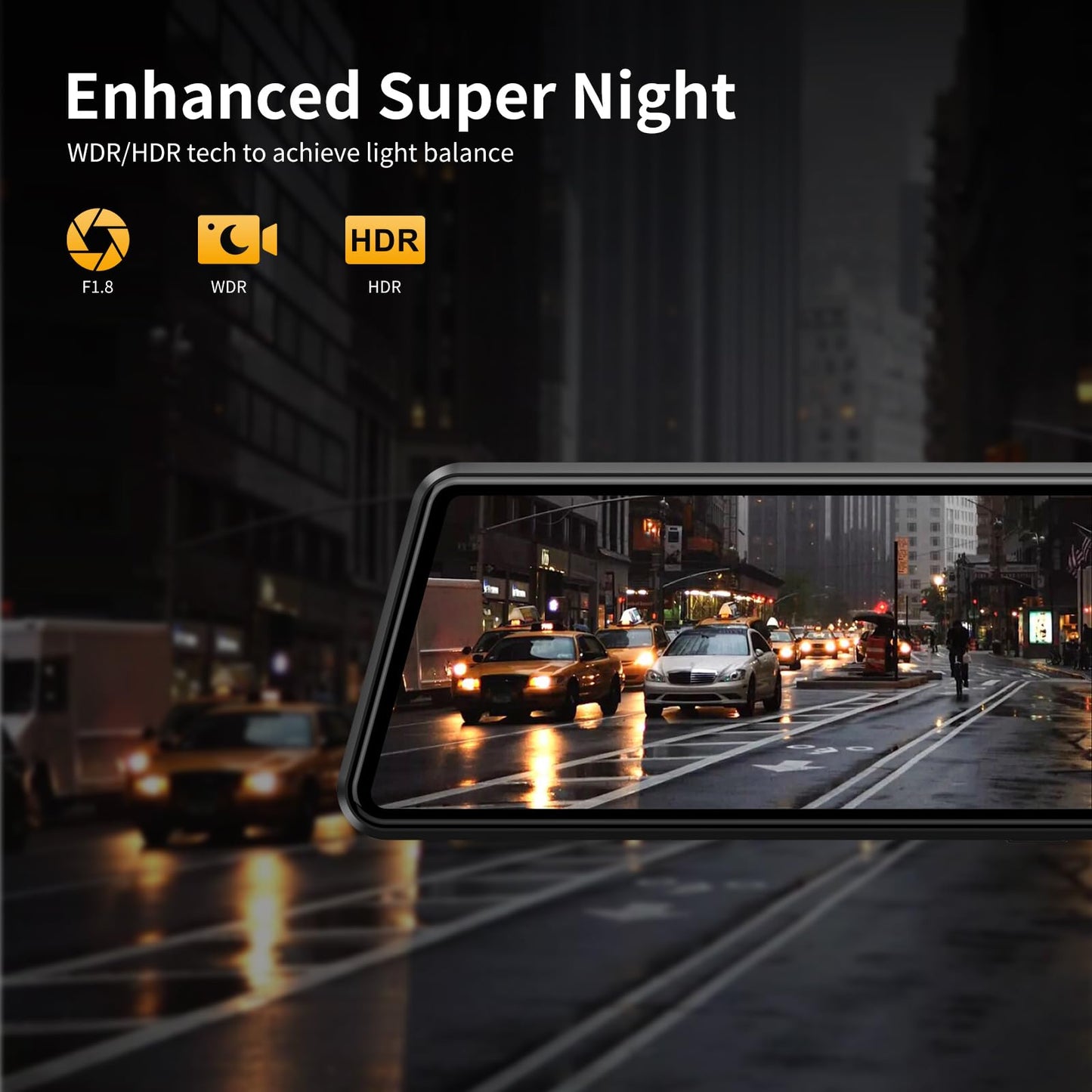 2.5K Mirror Dash Cam with Carplay Mirror & Android Auto, Dash Cam Front and Rear with Zoom Function,12 inches Rear View Mirror Camera with Voice Control/BT Call/64GB Card Included-JOMISE K17 Pro