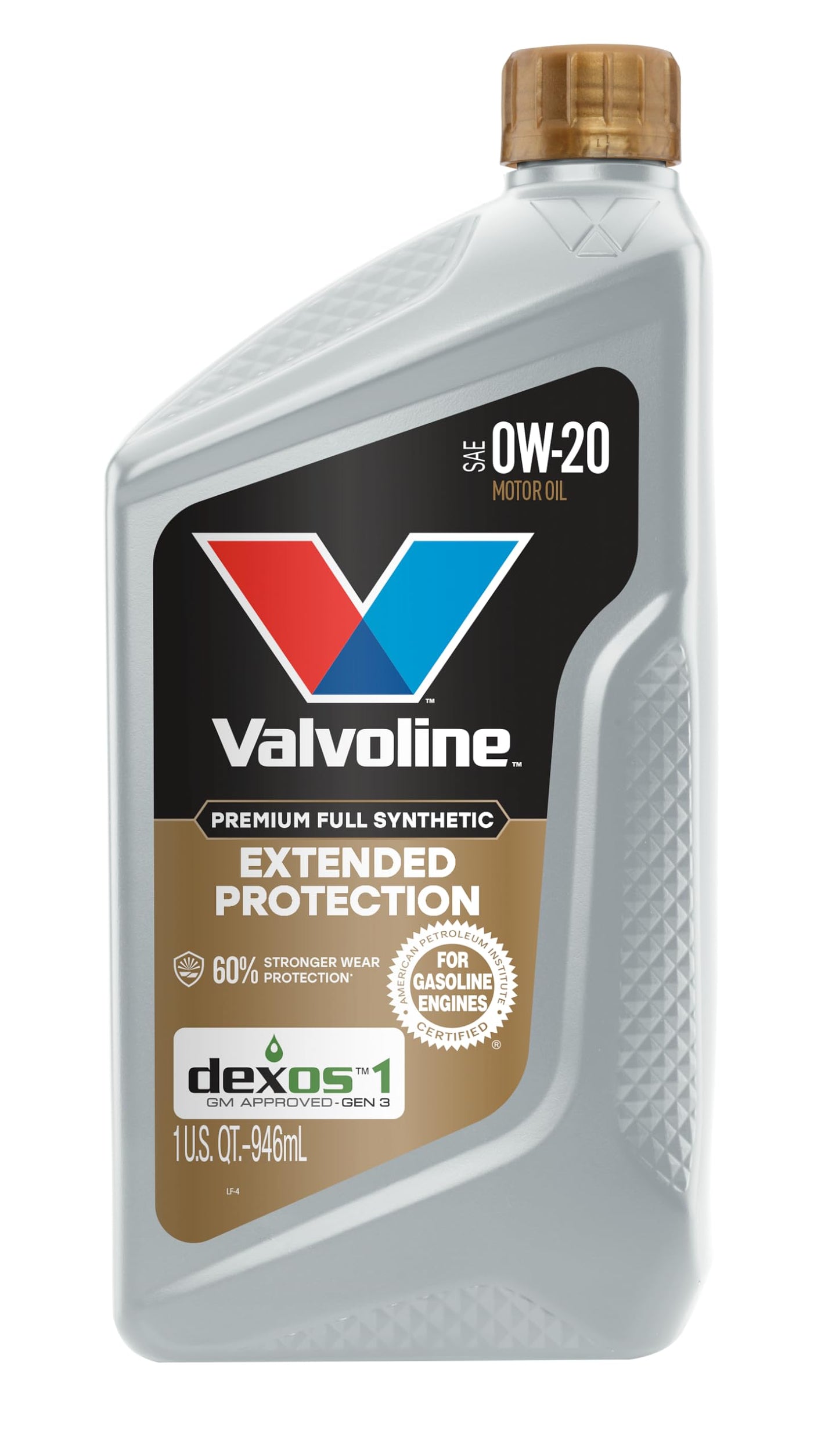 Valvoline Extended Protection Full Synthetic Motor Oil SAE 0W-20 1 QT, Case of 6